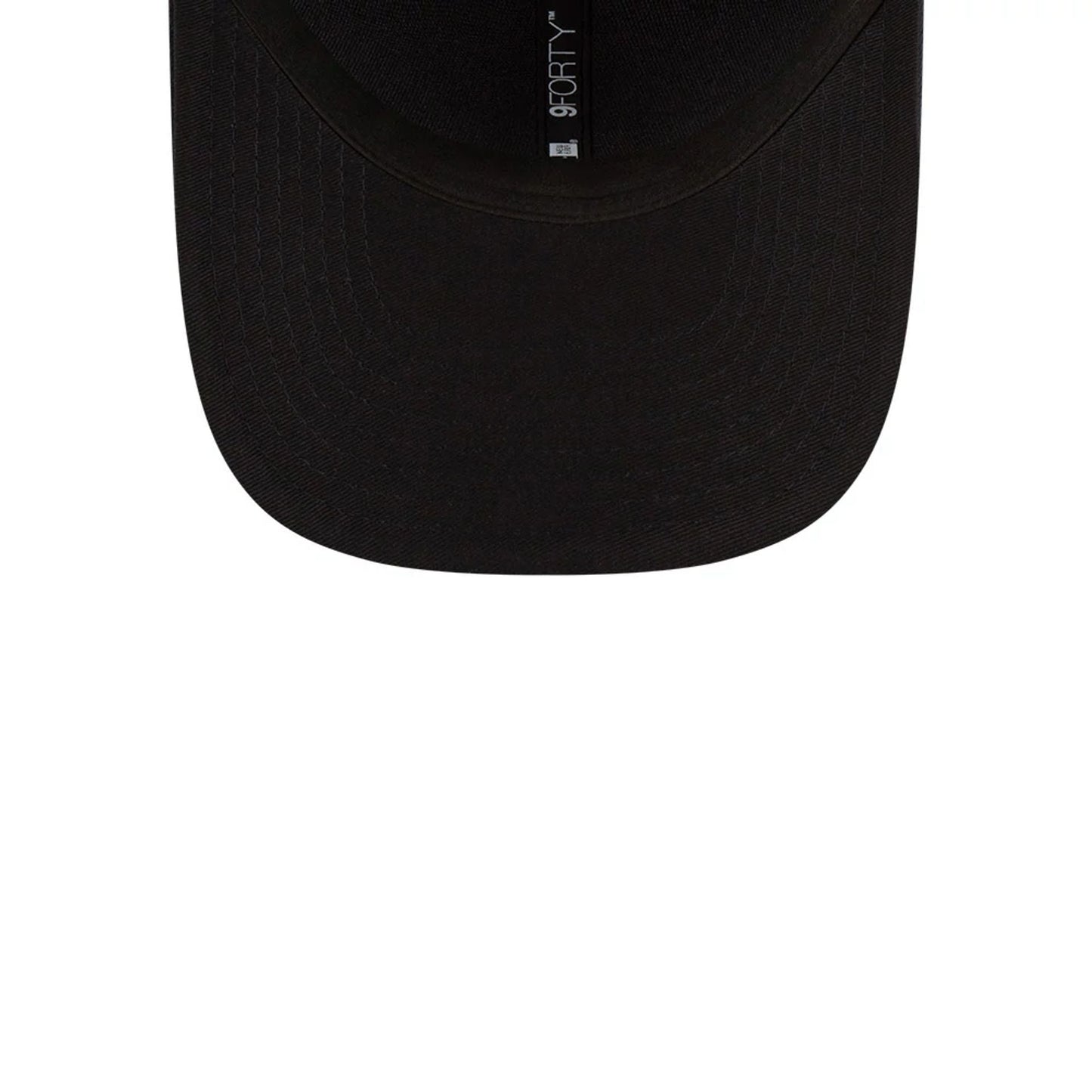 Detroit Tigers MLB Player Replica Navy New Era 9FORTY M-Crown Adjustable Cap, inside view showing black undervisor with 9FORTY size sticker and taping detail along the interior centre panel.