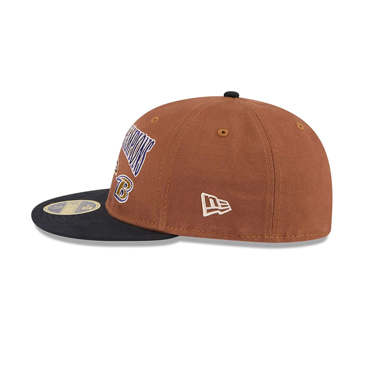 This is a Baltimore Ravens NFL Champions Dark Beige Retro Crown 59FIFTY Fitted Cap 7