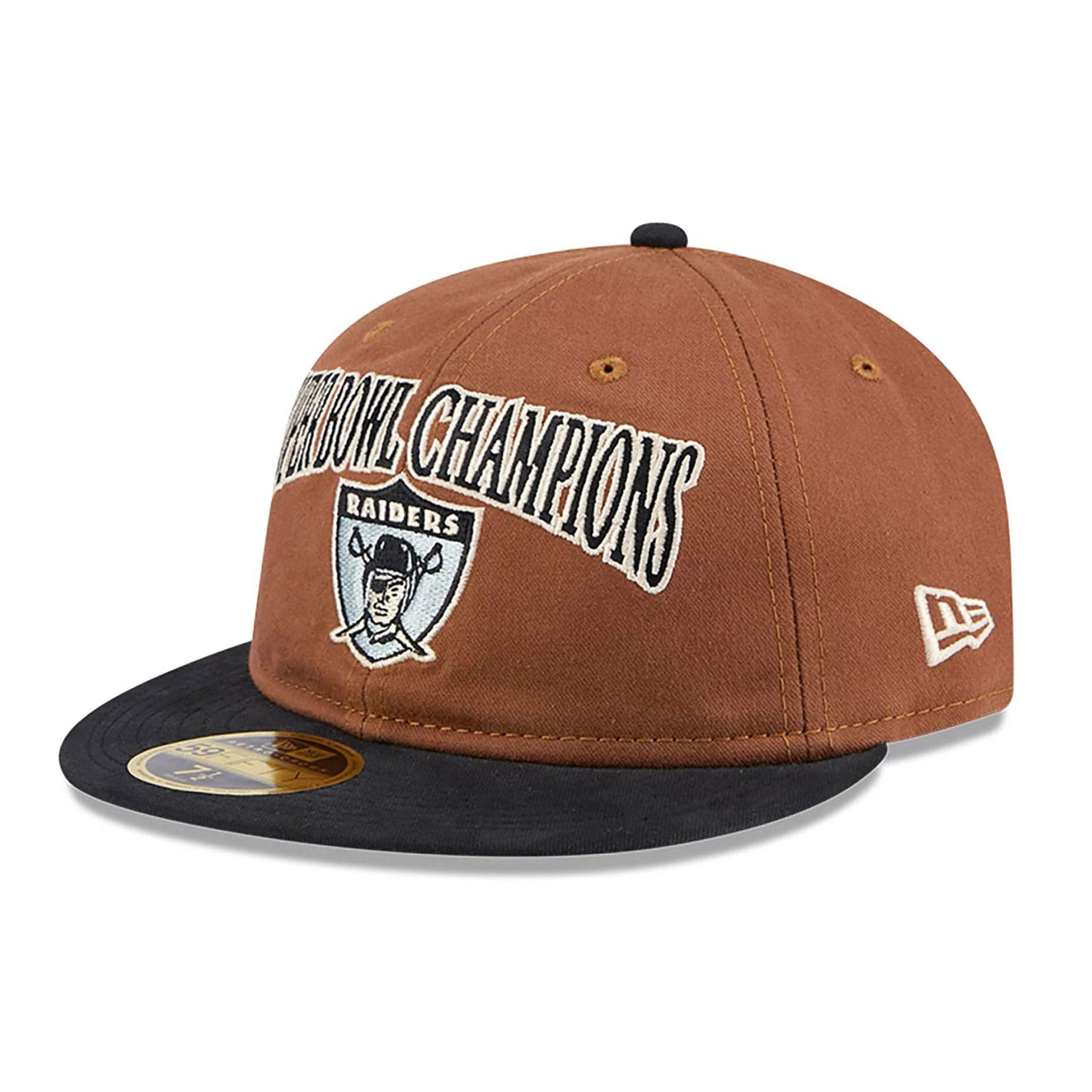 This is a Oakland Raiders NFL Champions Dark Beige Retro Crown 59FIFTY Fitted Cap 1