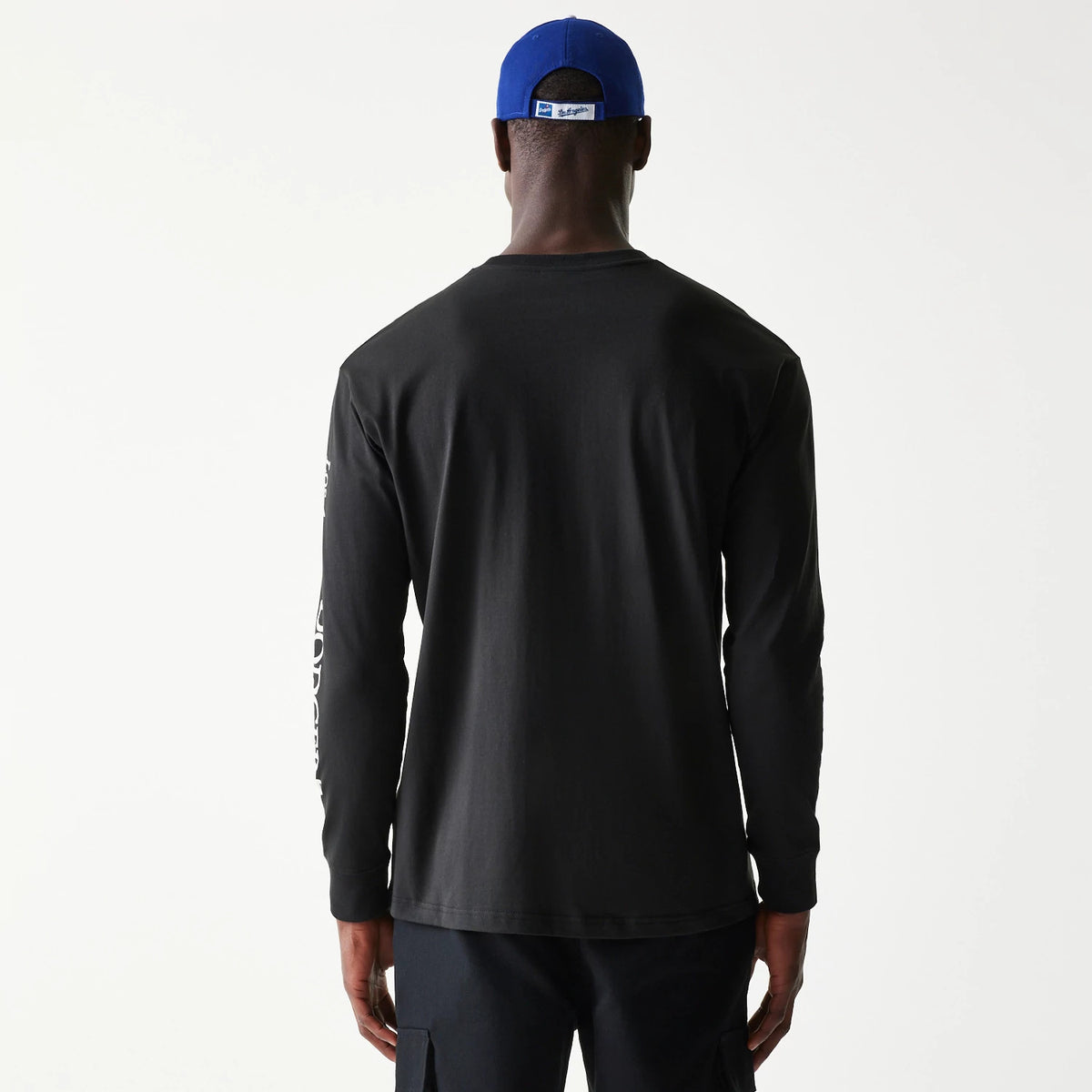The Male model is wearing LA Dodgers MLB Character Black Long Sleeve T-Shirt 2