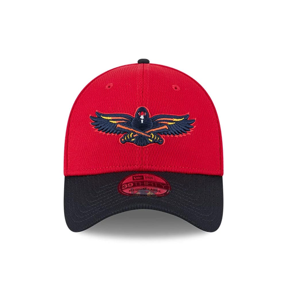 Pictured is this MiLB Batting Practice Toledo Mud Hens 39THIRTY Stretch Fit cap in red. 2