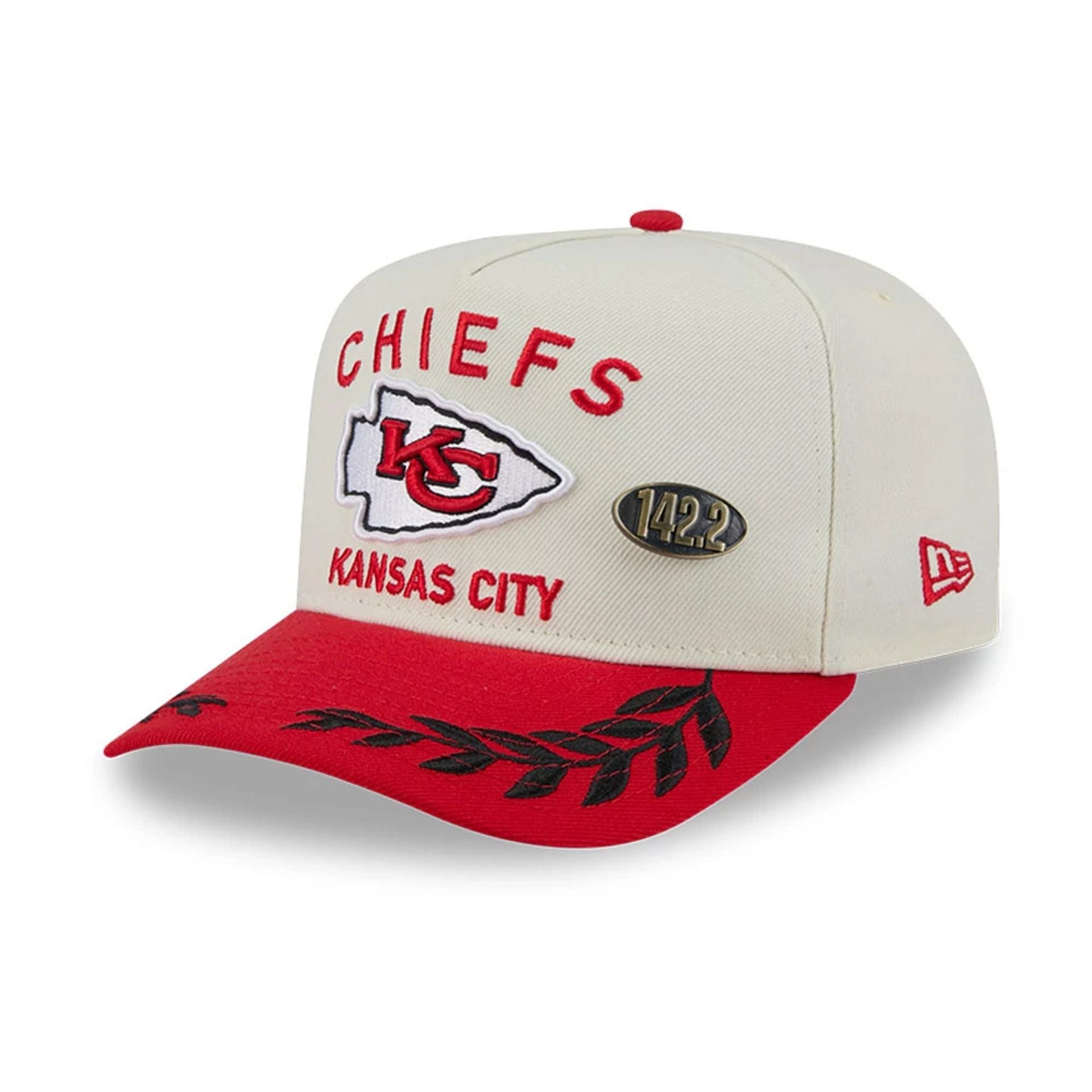 This is a Kansas City Chiefs NFL Draft 2025 White 59FIFTY Fitted A-Frame Cap 1