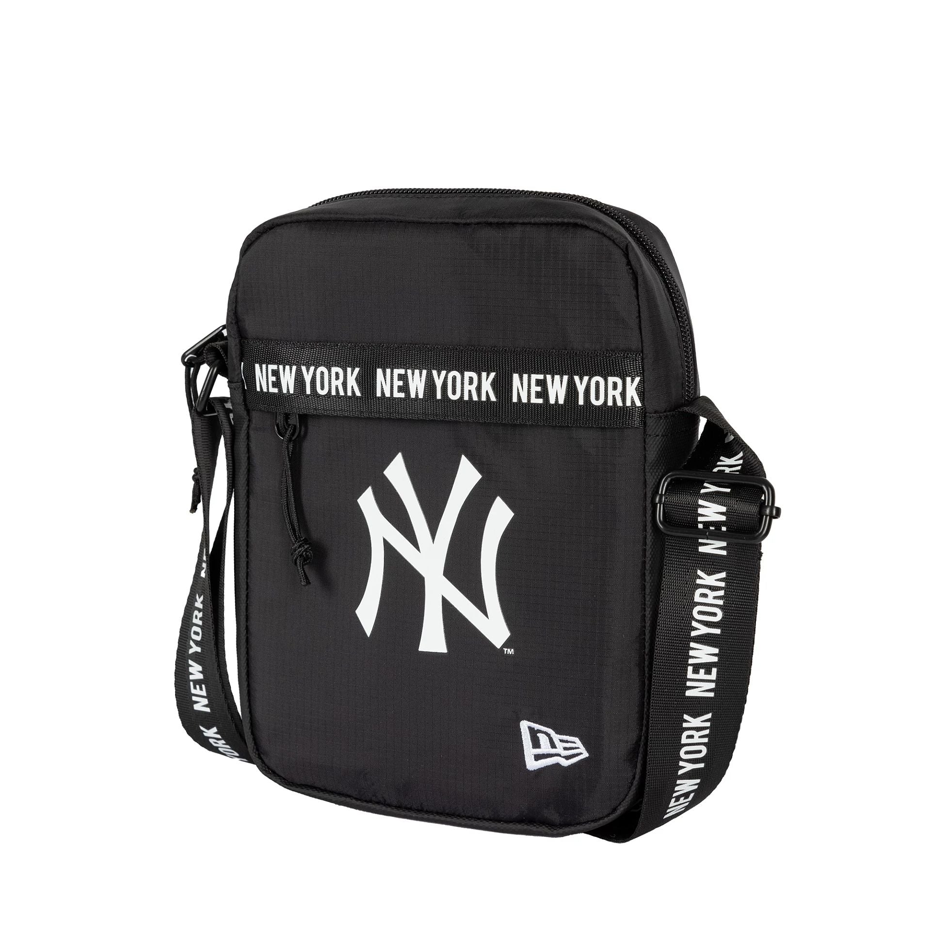 This is a New York Yankees Strap Black Side Bag 1