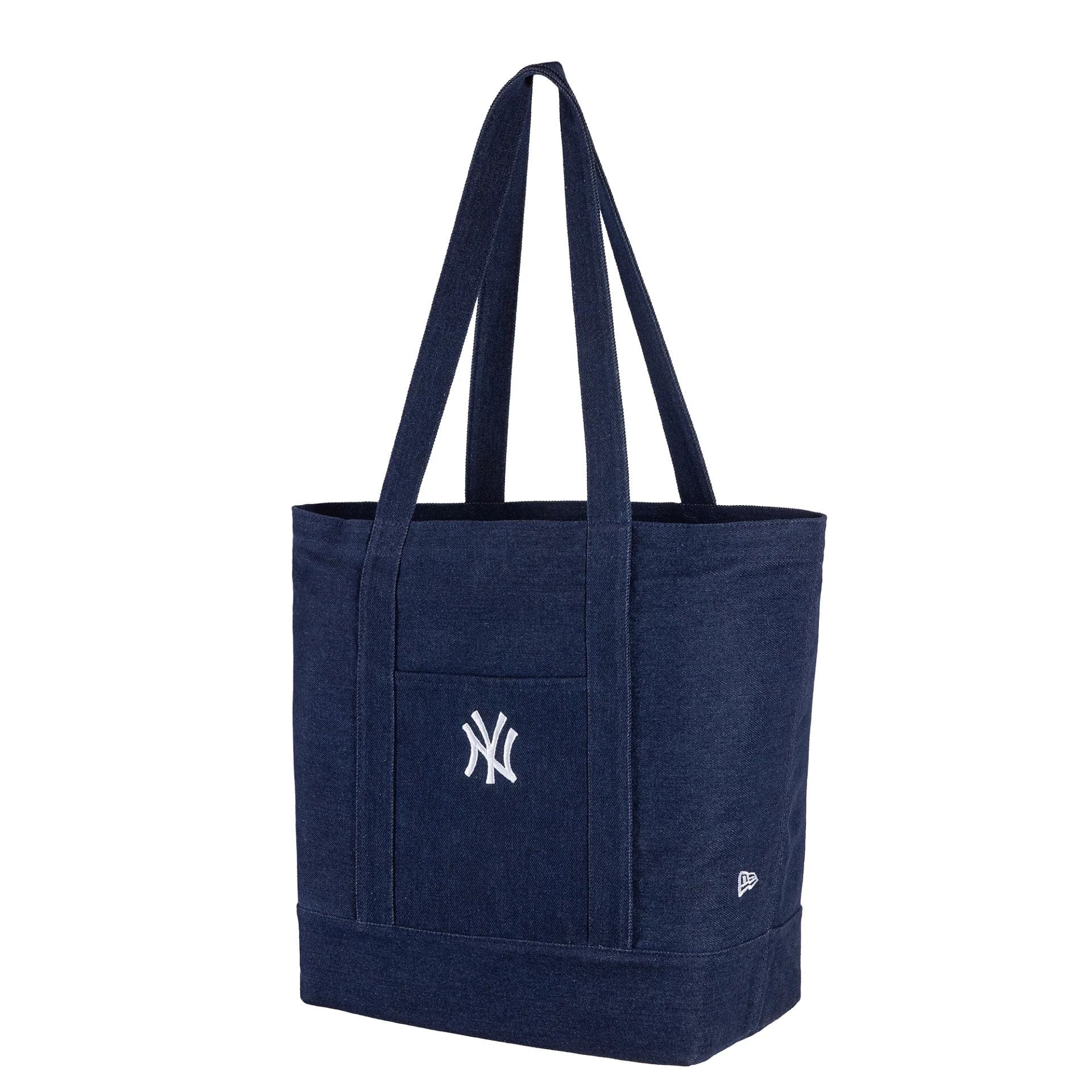This is a New York Yankees MLB Denim Dark Blue Tote Bag 1