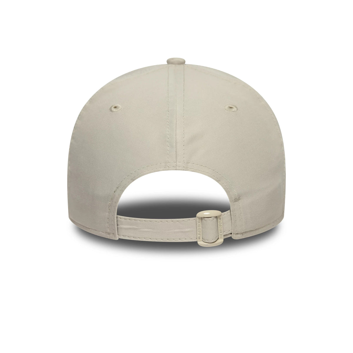 New York Yankees Tonal Flawless Cream New Era 9FORTY Adjustable Cap, rear view showing an open back with a cream strap and buckle for size adjustments, cream eyelets on each panel, and a smooth structured crown.