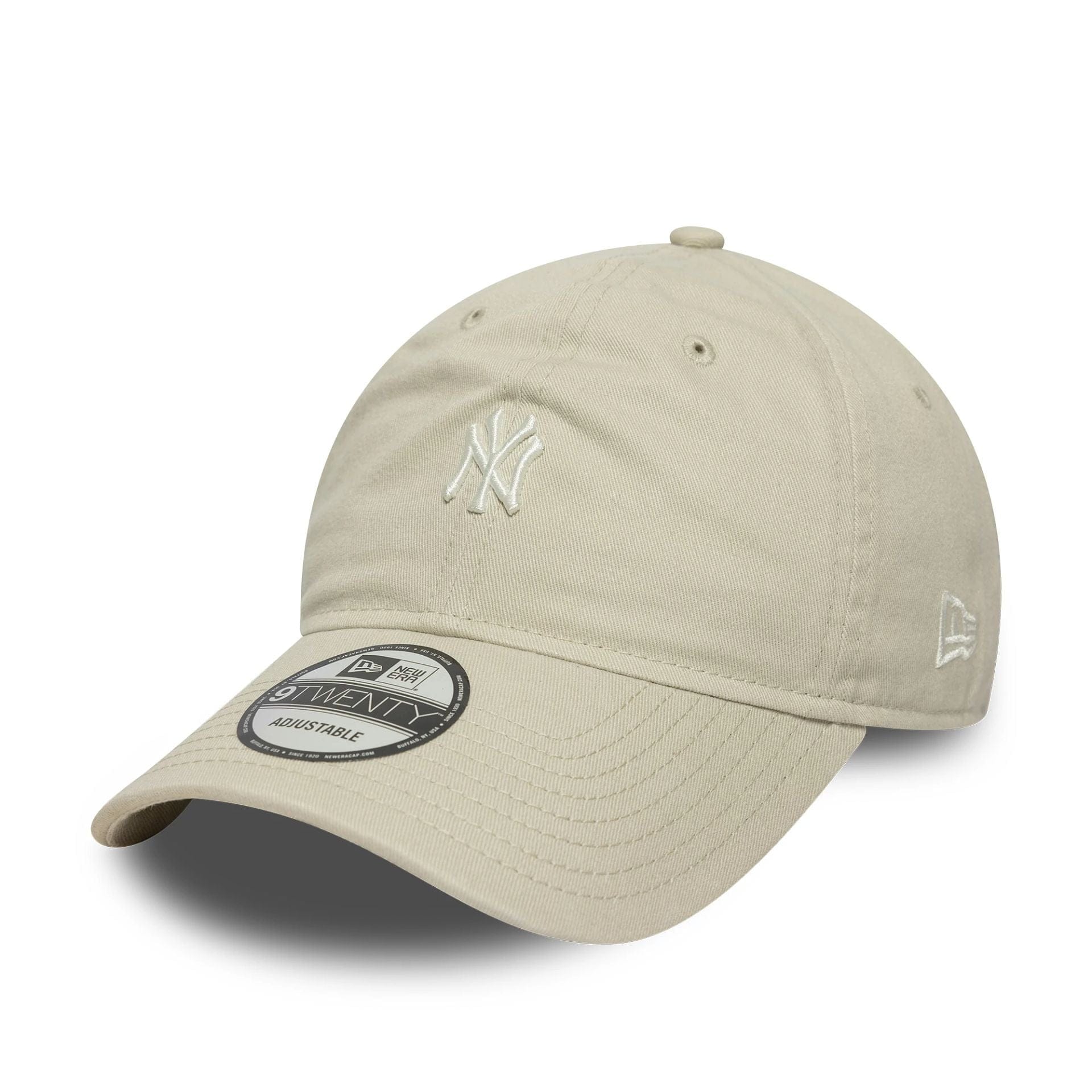 This is a New York Yankees MLB Mini Logo Washed Cream 9TWENTY Adjustable Cap 1