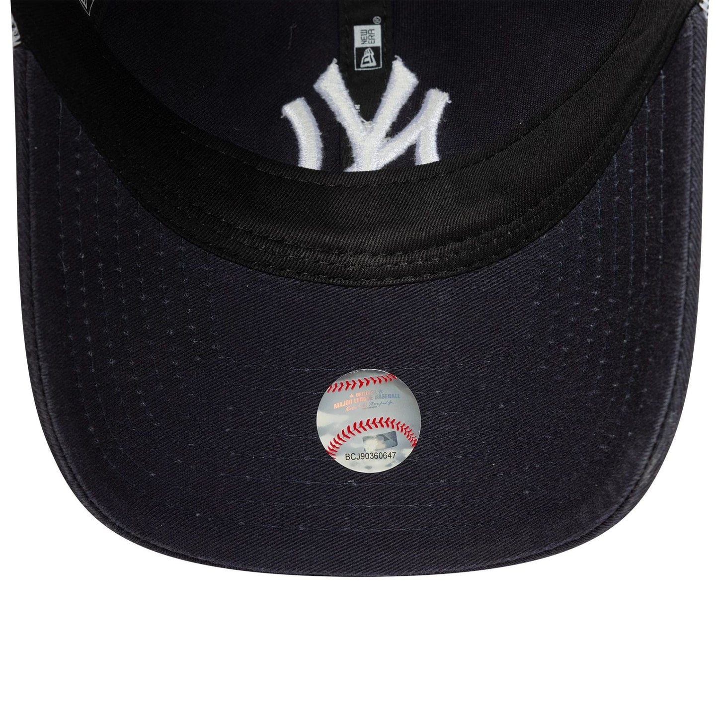 This is a New York Yankees MLB Washed Navy 9TWENTY Trucker Adjustable Cap 5