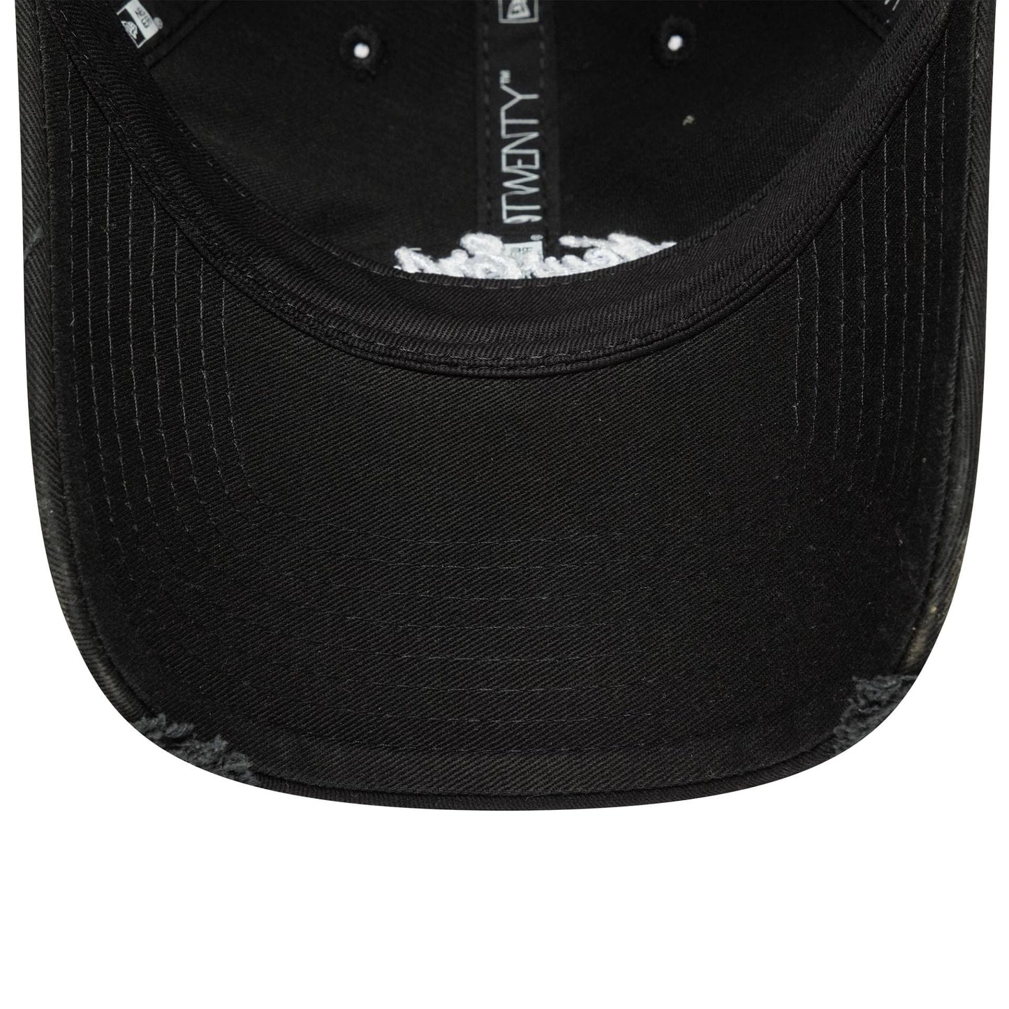 This is a New Era Distressed Black 9TWENTY Adjustable Cap 6
