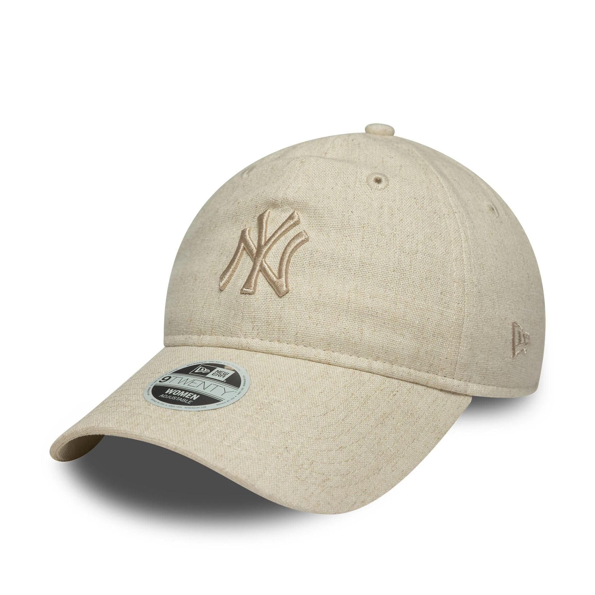 This is a New York Yankees Womens MLB Linen Cream 9TWENTY Adjustable Cap 1