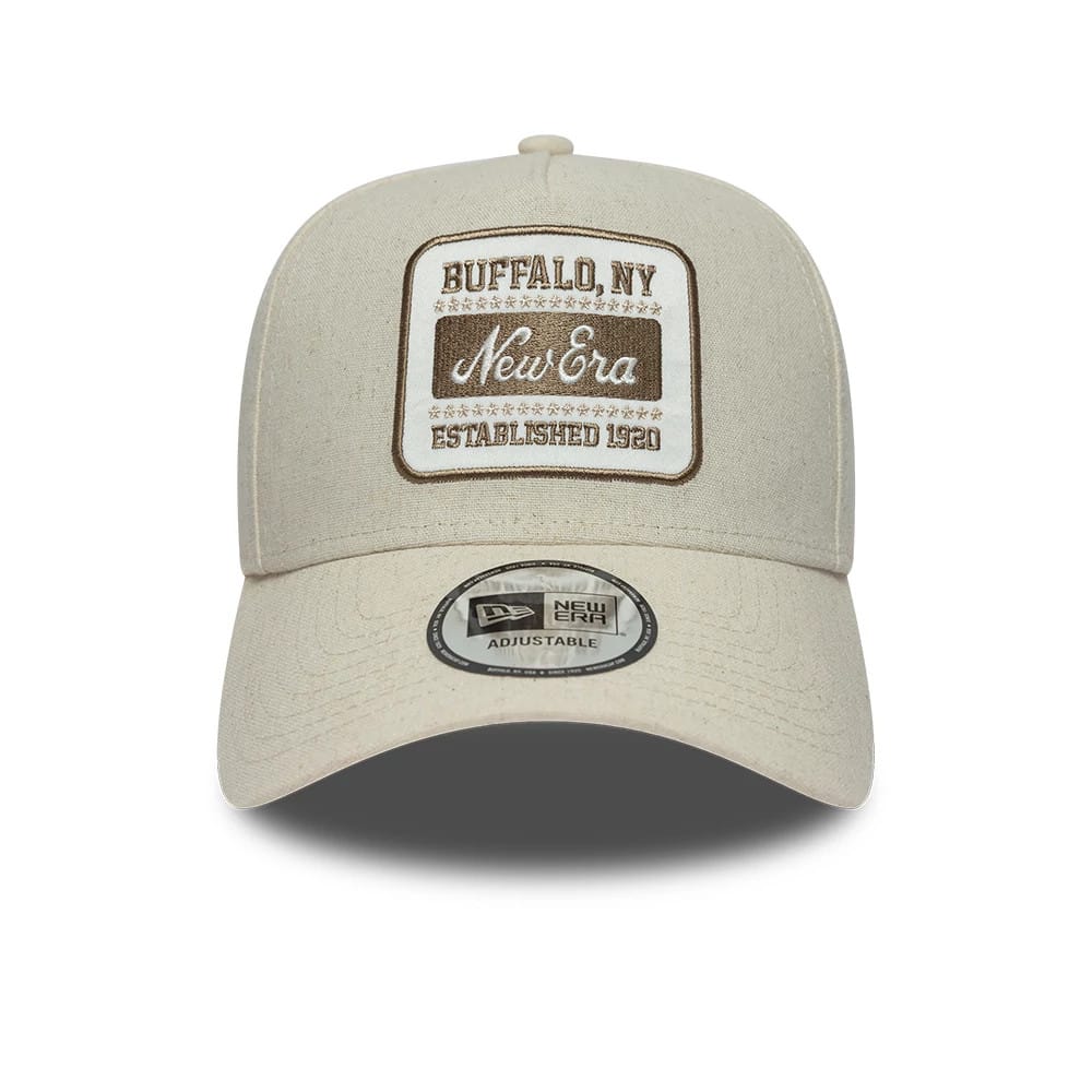 Pictured is this New Era Patch Line 9FORTY E-Frame cap in Cream. 2