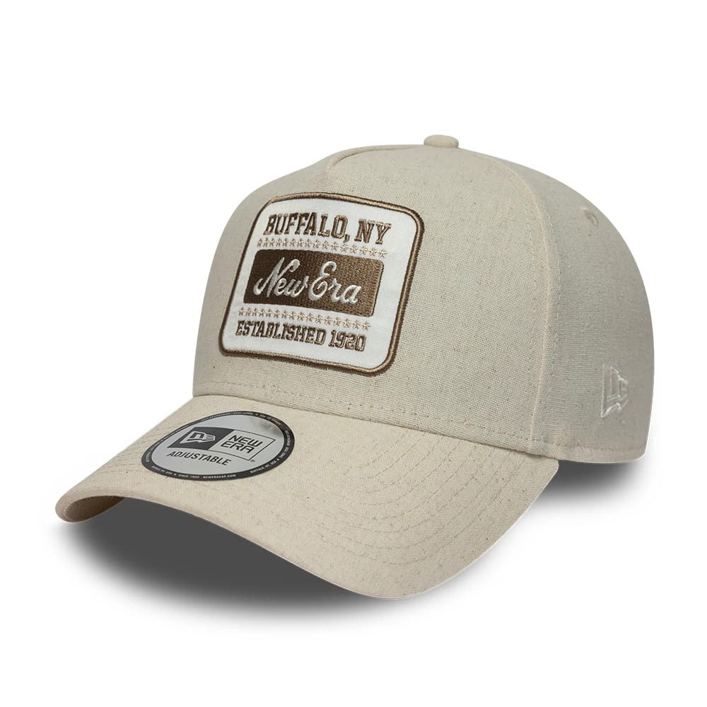 Pictured is this New Era Patch Line 9FORTY E-Frame cap in Cream. 1