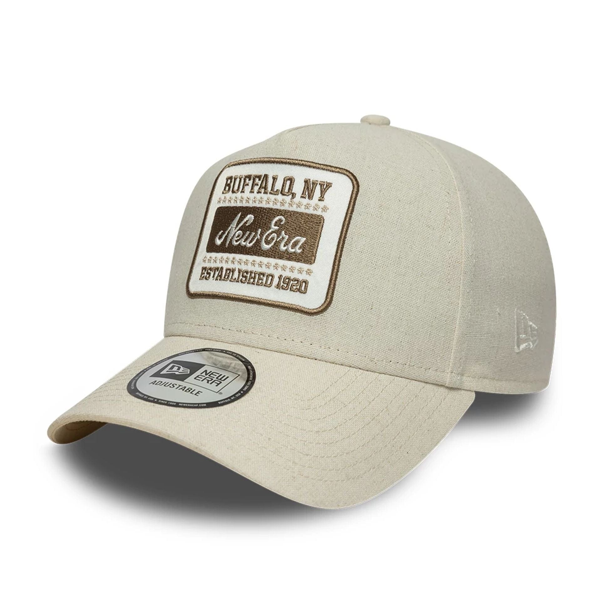 Pictured is this New Era Patch Line 9FORTY E-Frame cap in Cream. 1