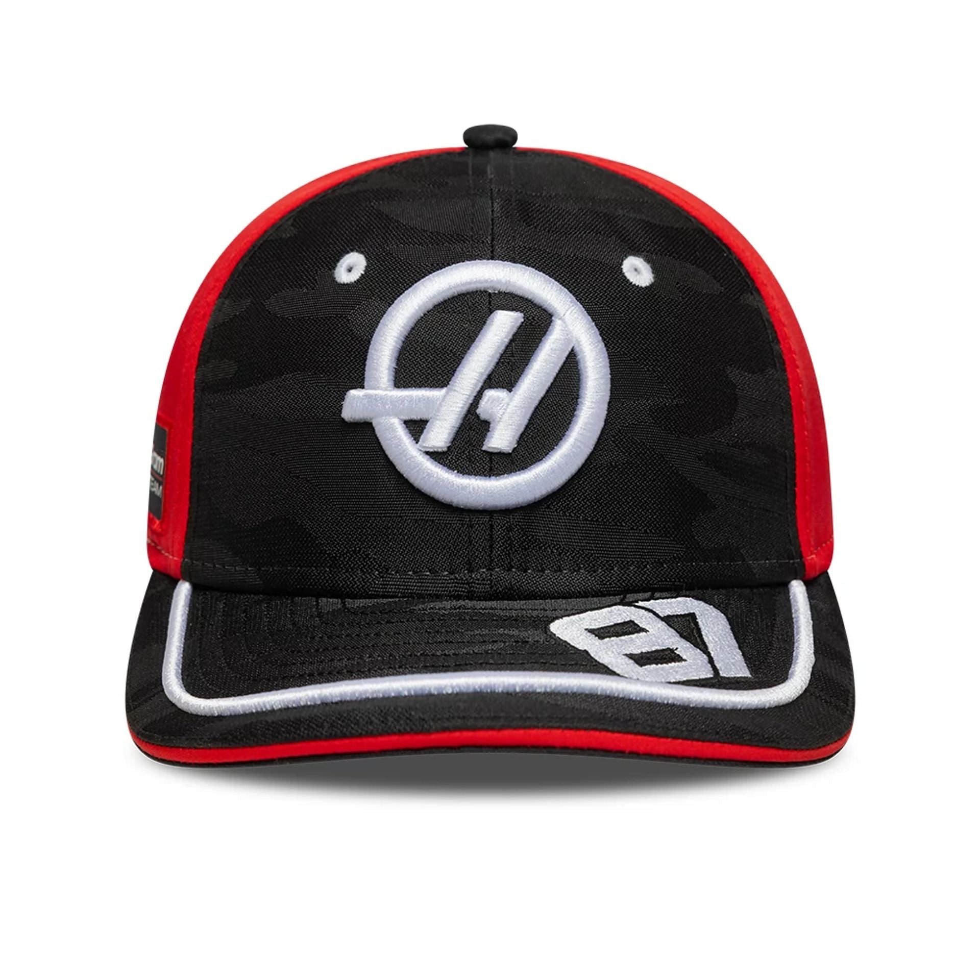 This is a MoneyGram Haas F1 Youth Replica Oliver Bearman Black 9SEVENTY Stretch Snap Adjustable Cap 2