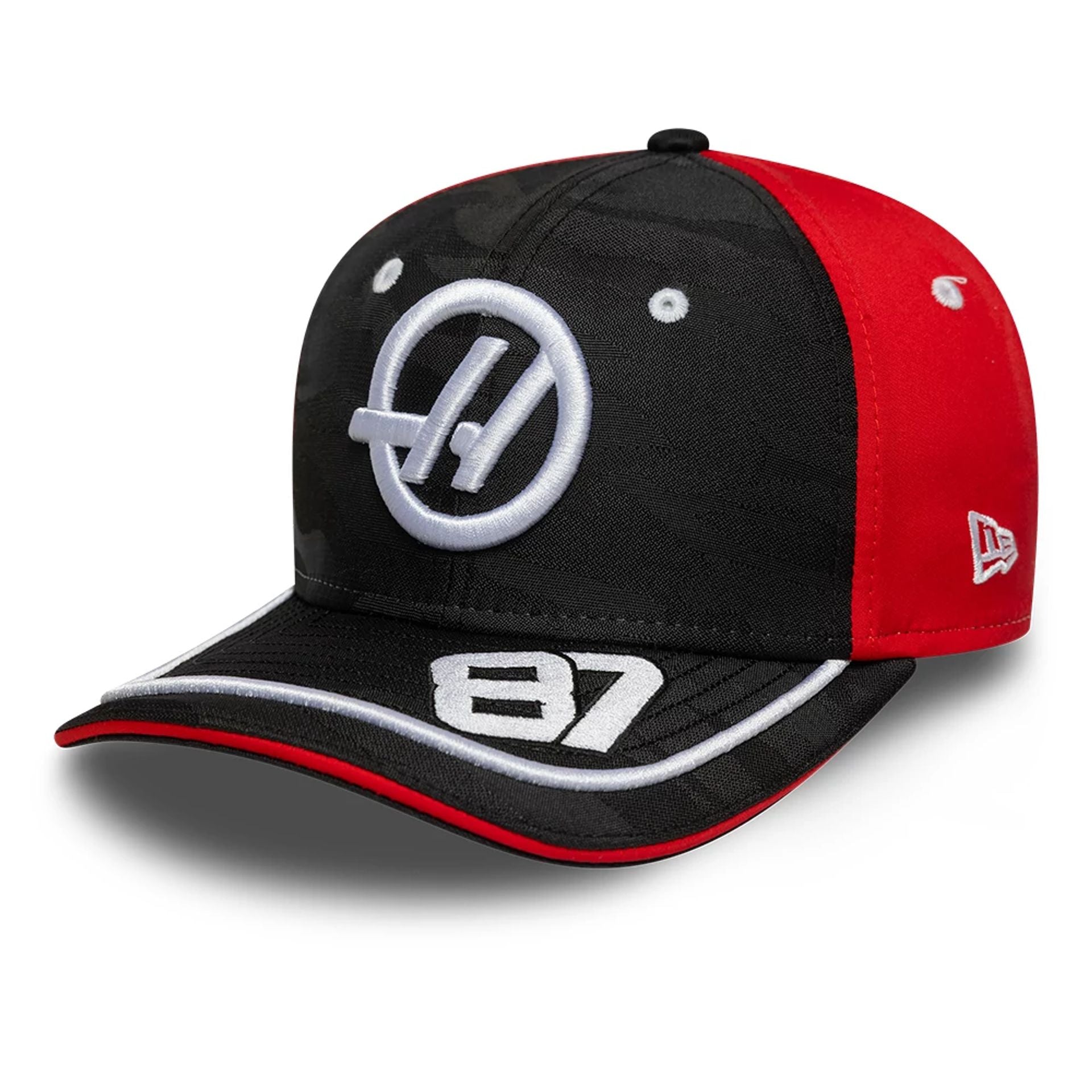 This is a MoneyGram Haas F1 Youth Replica Oliver Bearman Black 9SEVENTY Stretch Snap Adjustable Cap 1