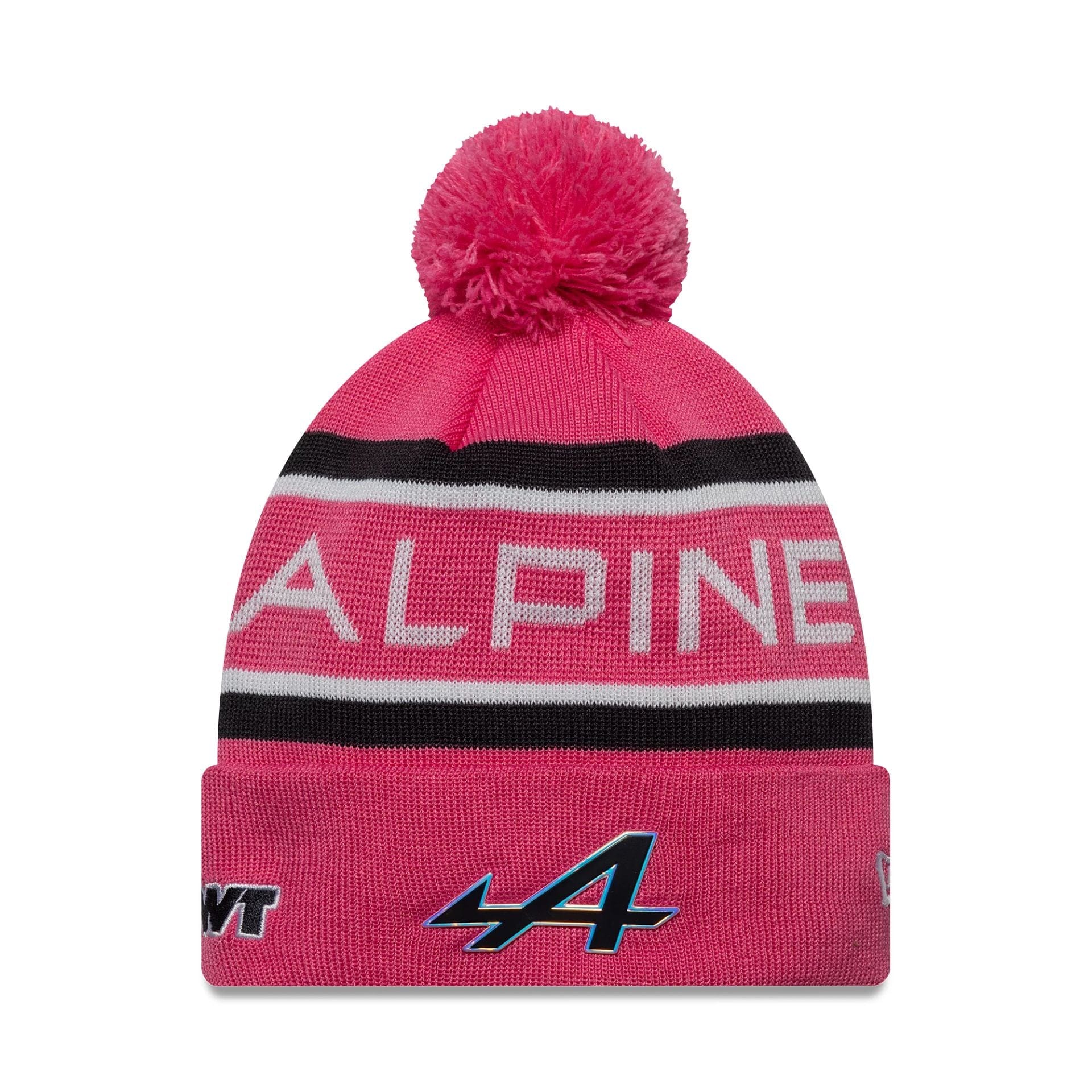 This is a Alpine Racing Youth Replica Team Pink Cuff Knit Beanie Hat 1