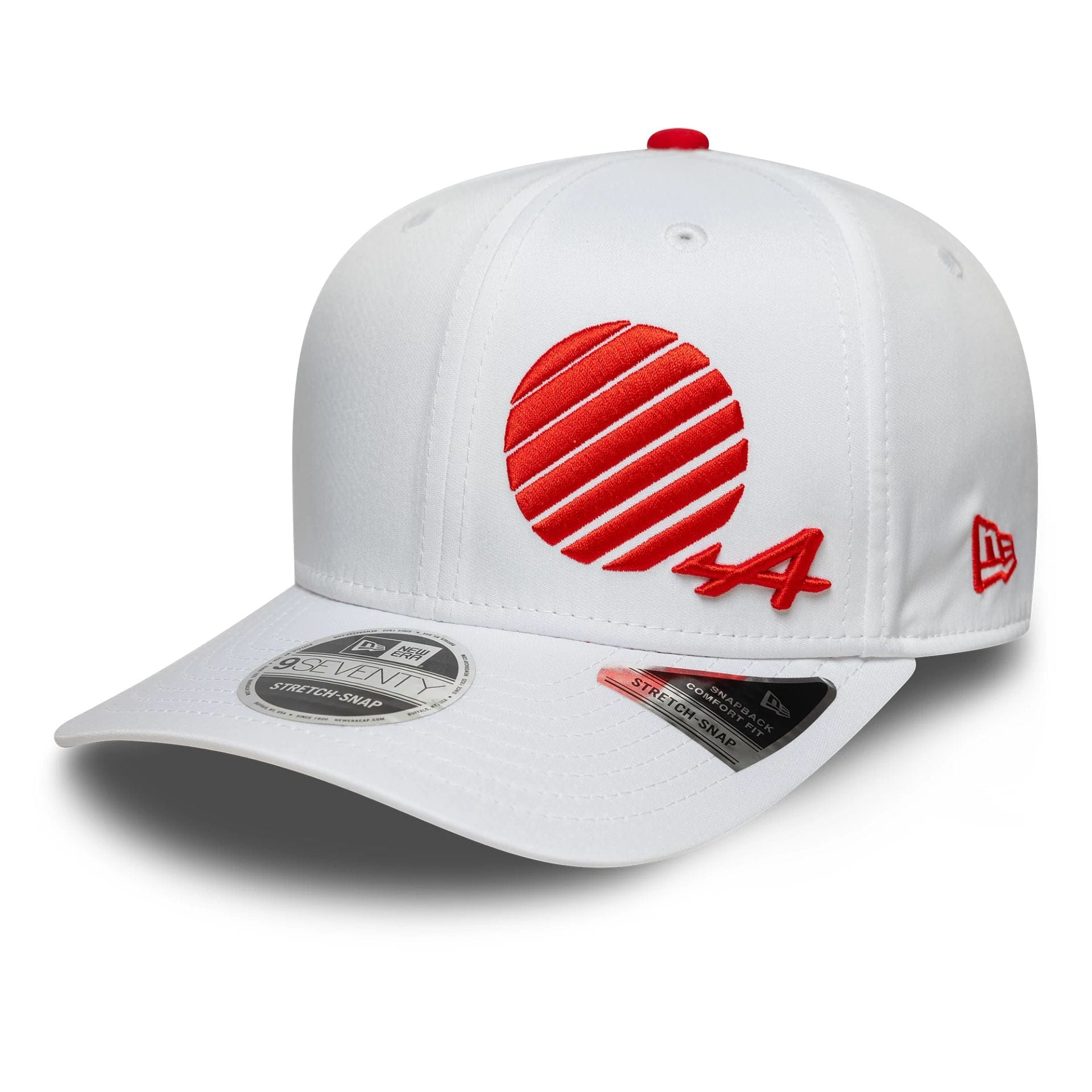 This is a Alpine Racing Japan Race Special White 9SEVENTY Stretch Snap Adjustable Cap 1