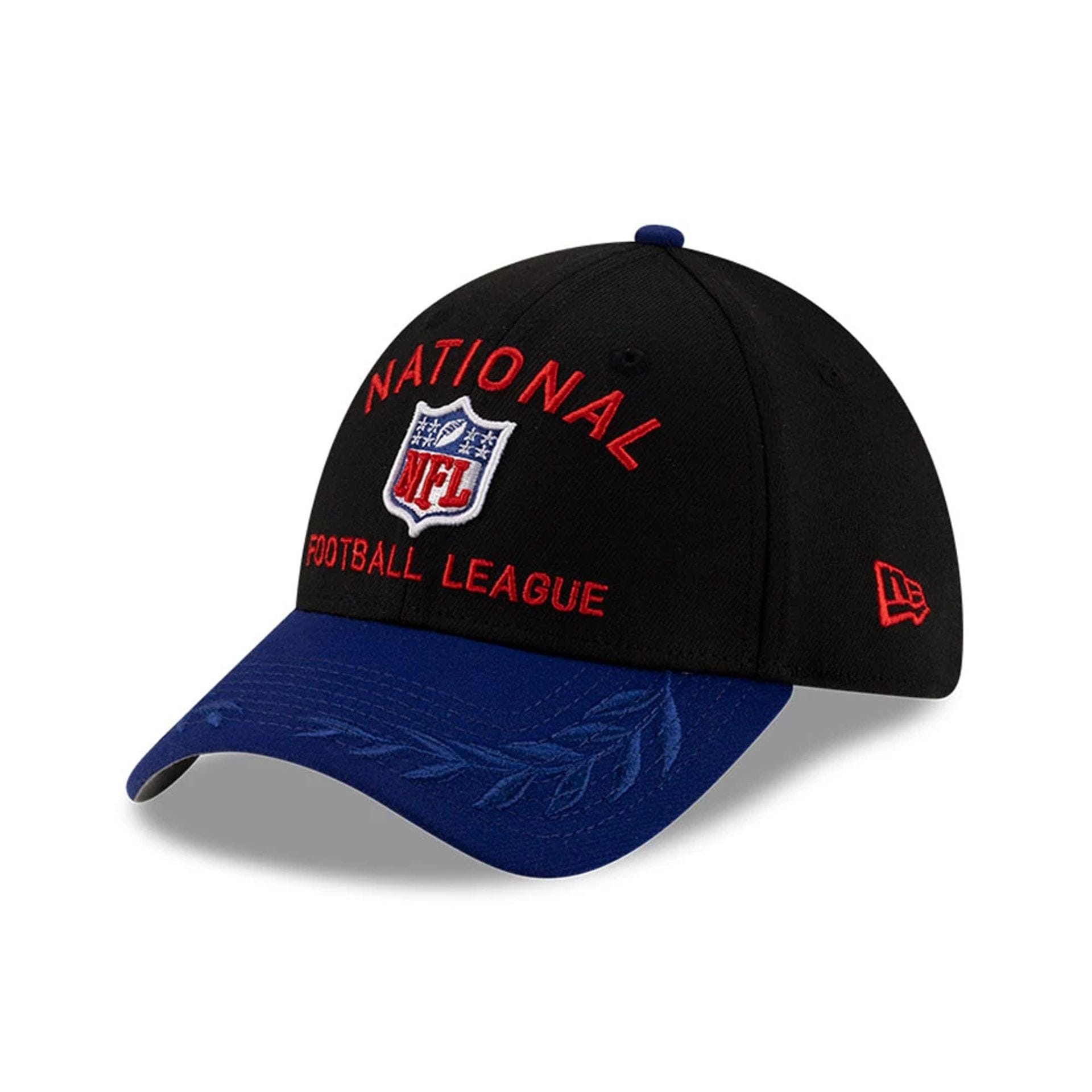 This is a NFL Shield Logo NFL Draft 2025 Black 39THIRTY Stretch Fit Cap 1