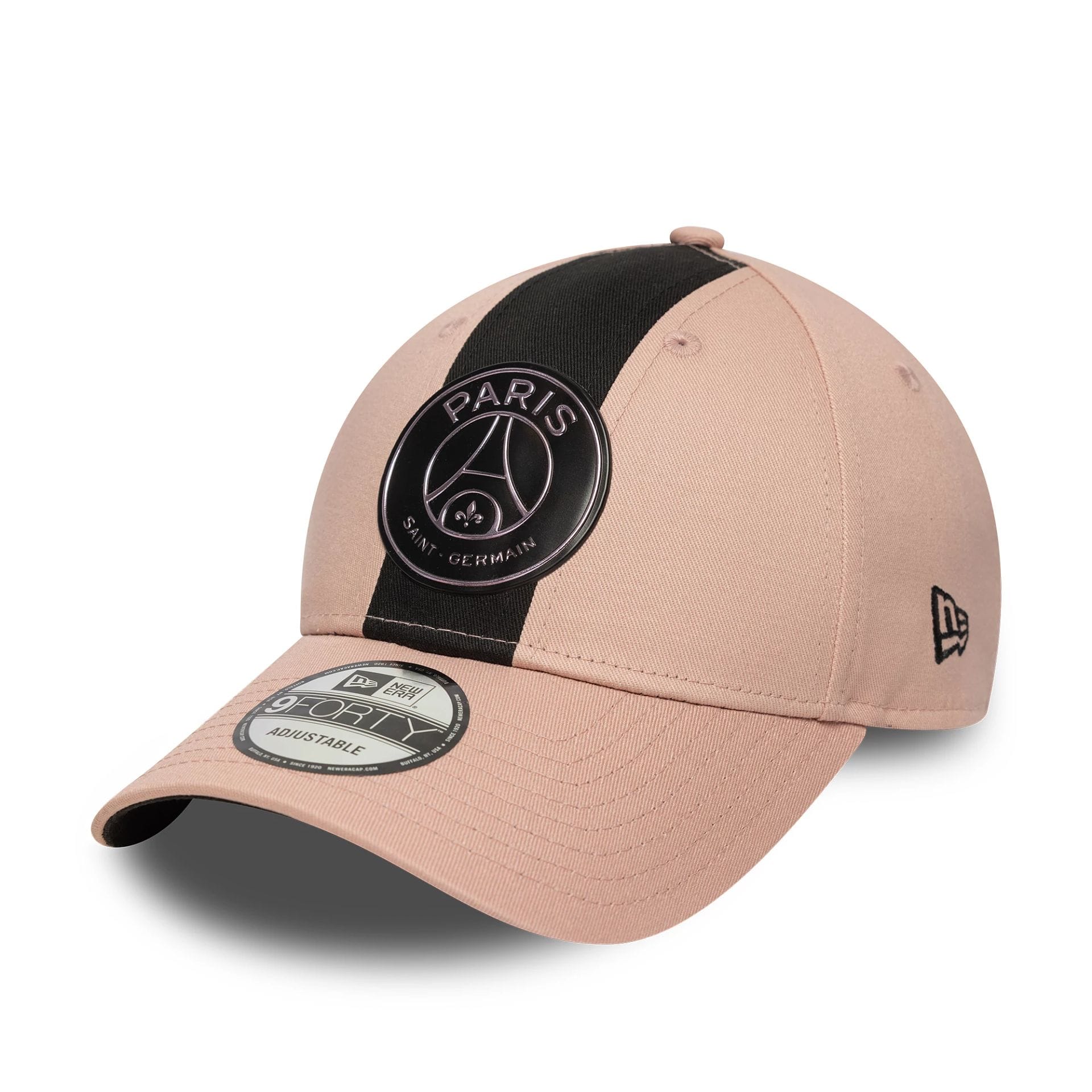 This is a Paris Saint-Germain Contrast Panel Pastel Pink 9FORTY Adjustable Cap 1