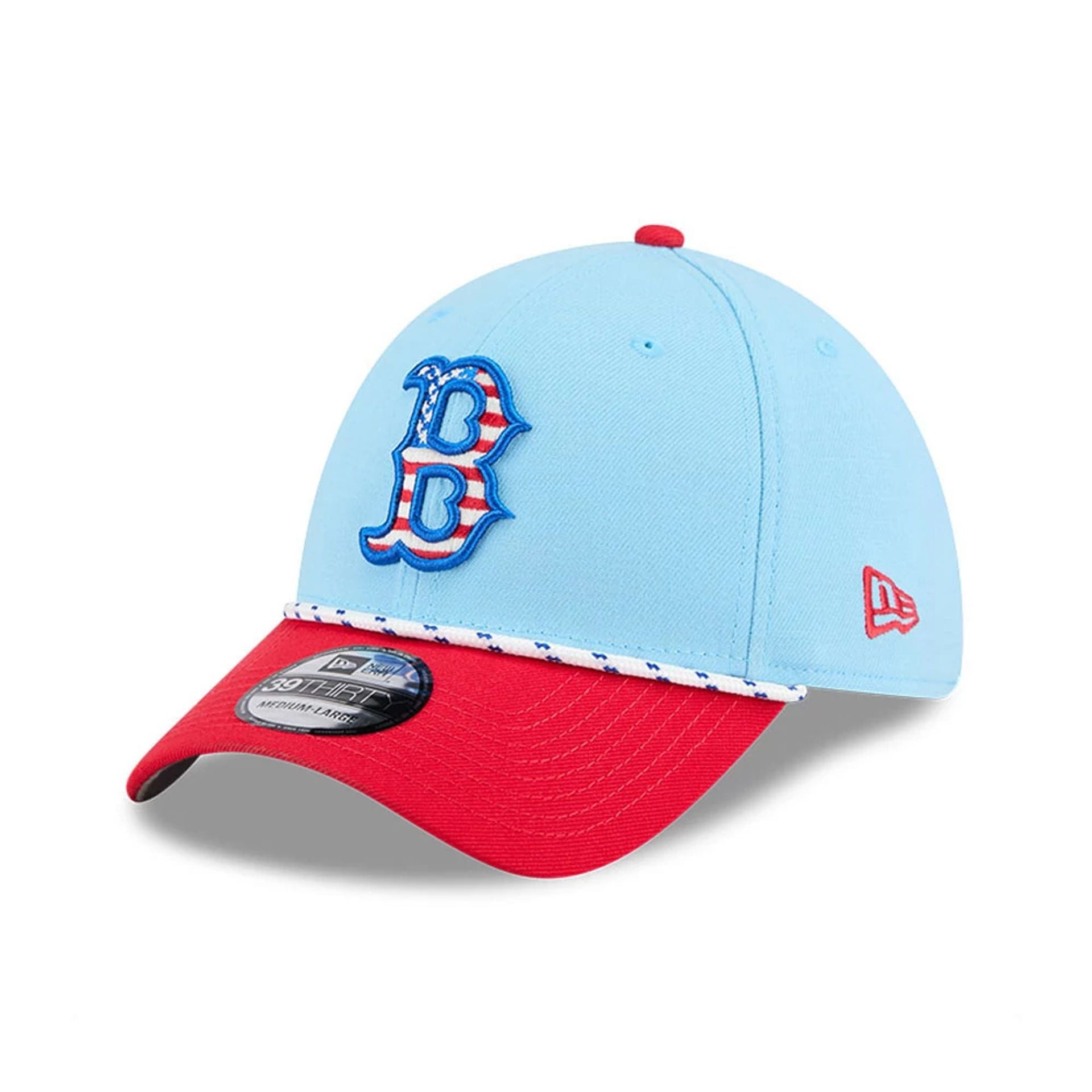 This is a Boston Red Sox MLB 4th Of July Blue 39THIRTY Stretch Fit Cap 1
