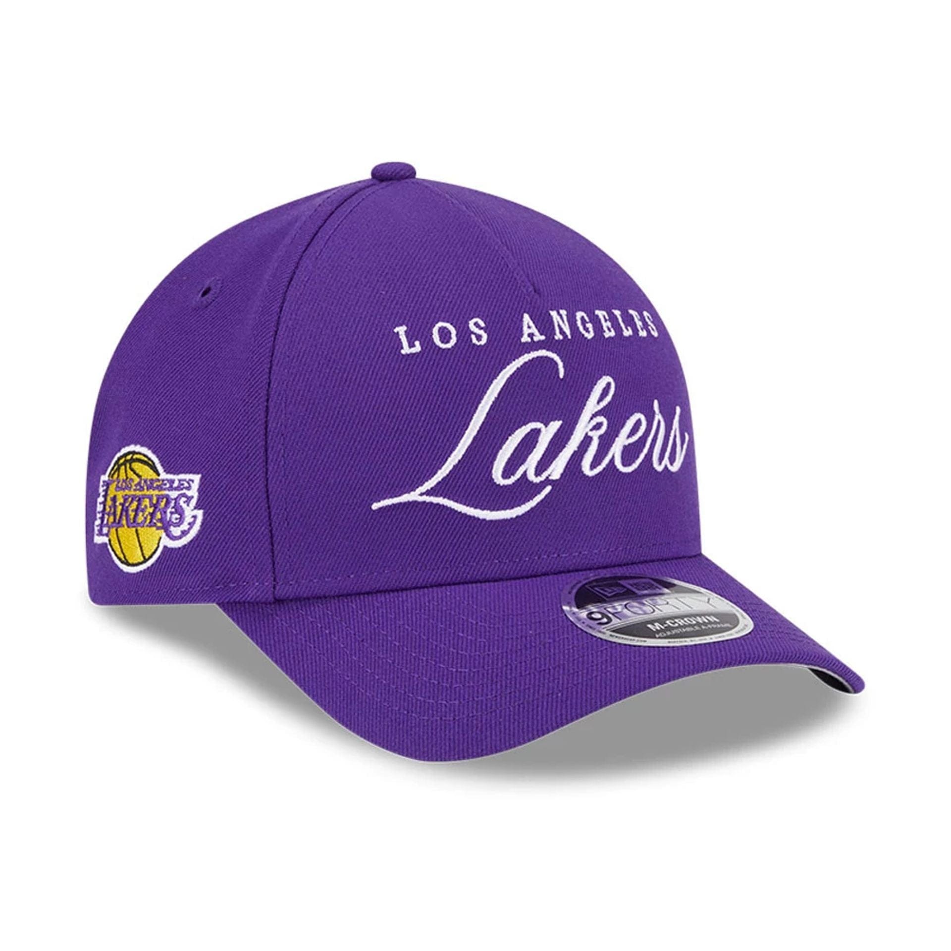 This is a LA Lakers NBA Draft 2025 Purple 9FORTY M-Crown A-Frame Adjustable Cap 1