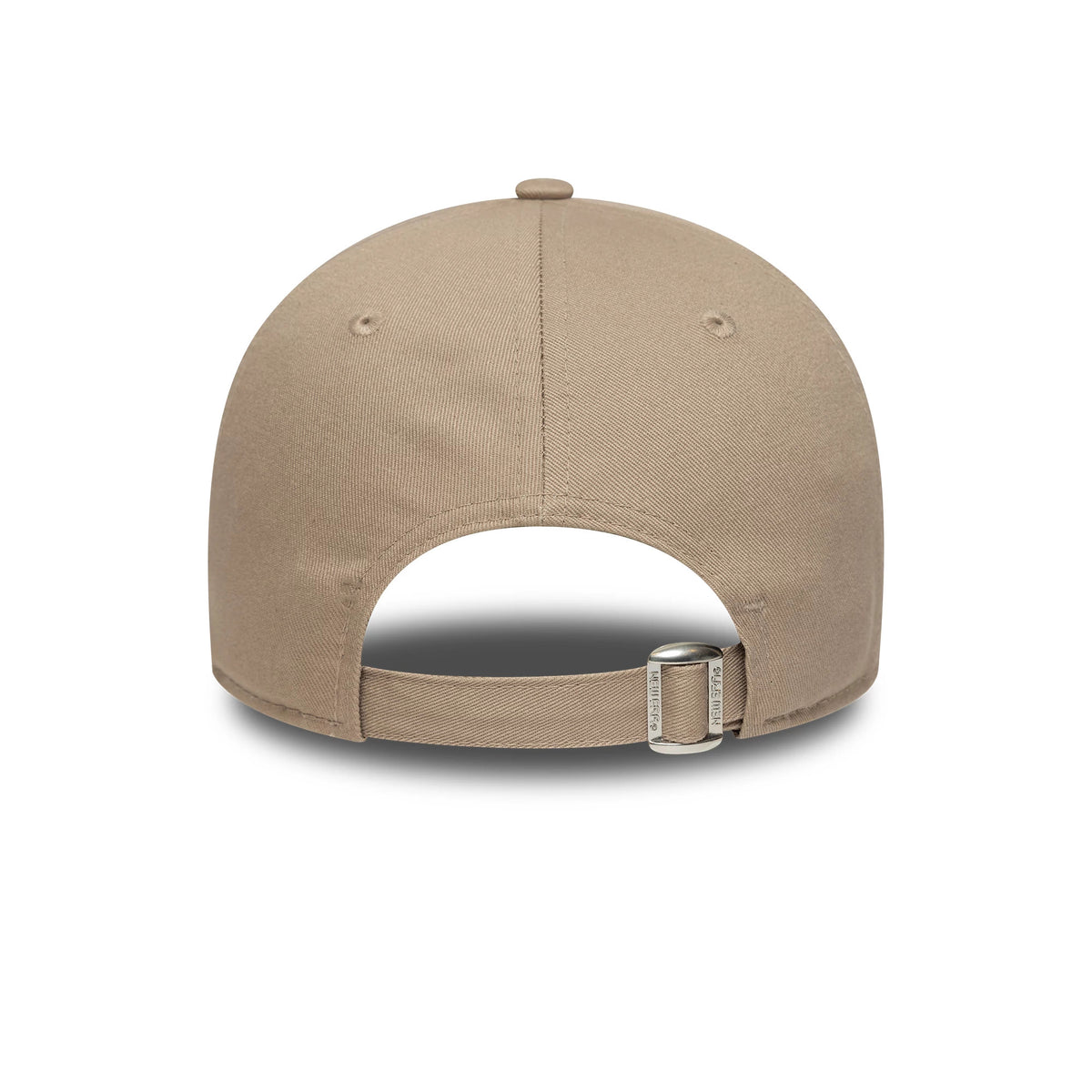 New York Yankees MLB Outline Pastel Brown New Era 9FORTY Adjustable Cap, rear view showing the structured pastel brown crown with the adjustable strap and buckle closure, plus matching top button and eyelets.