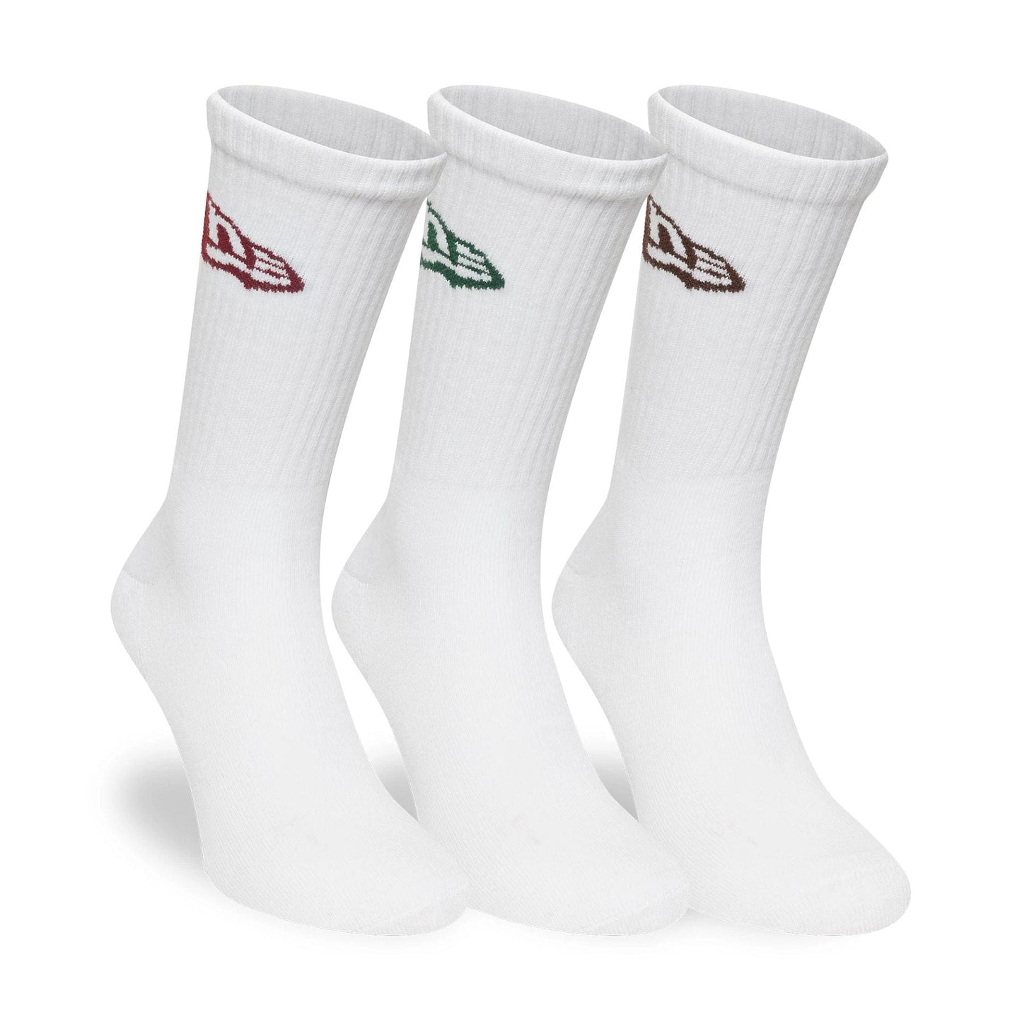 This is a New Era Flag White 3 Pack Crew Socks 3