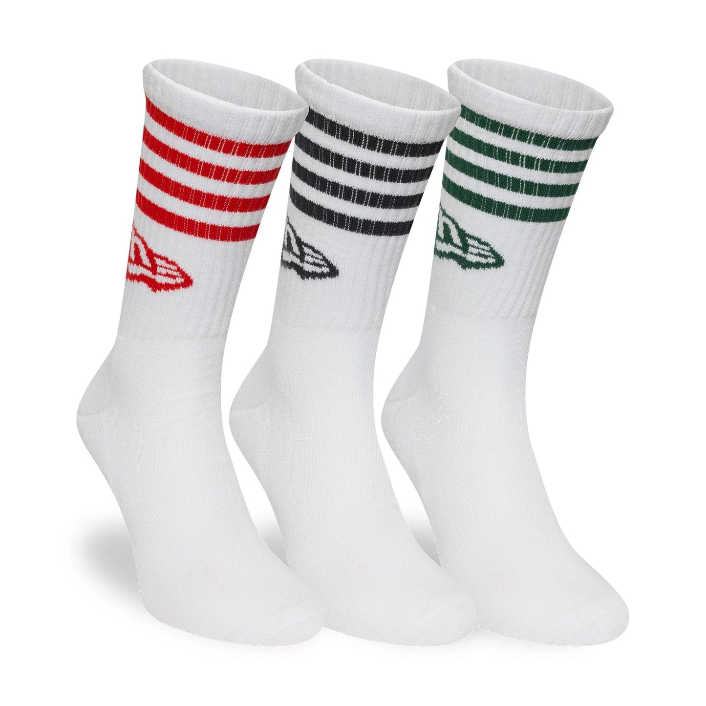 This is a New Era Stripe White 3 Pack Crew Socks 3
