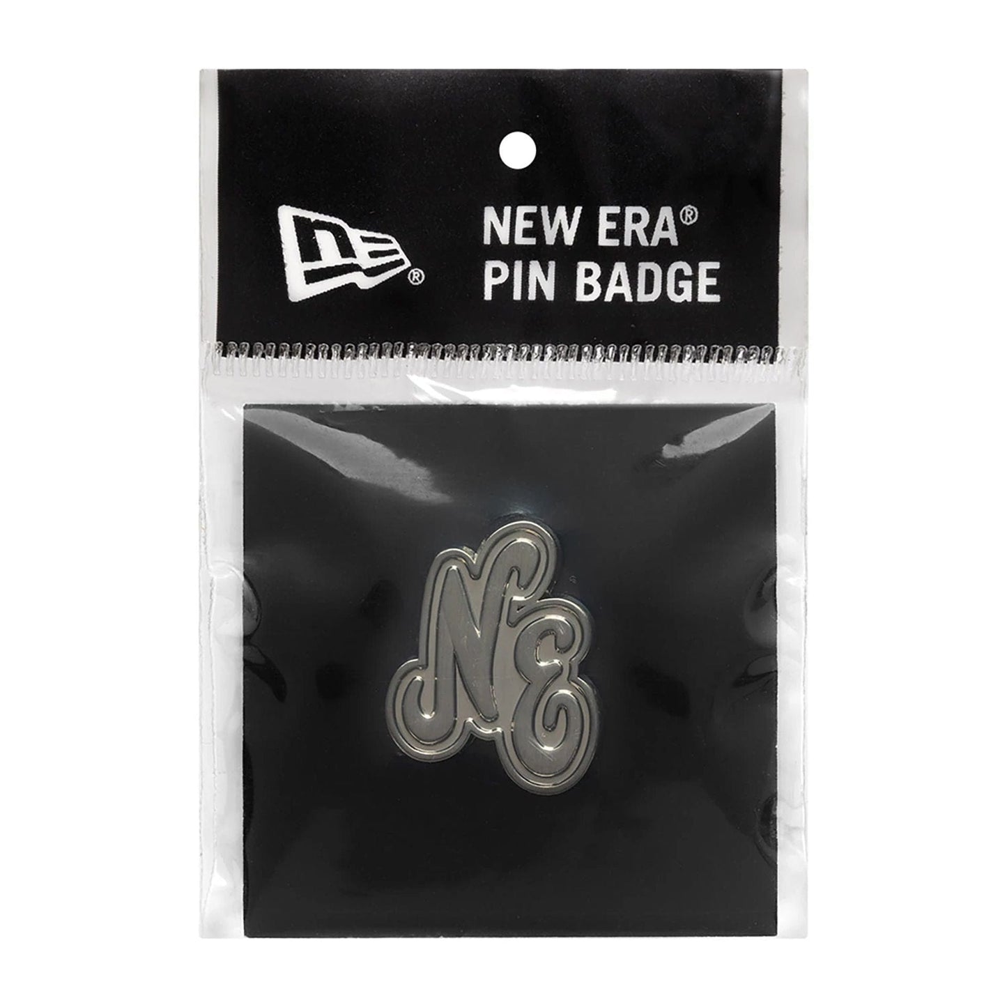 This is a New Era Script Heritage Connect Silver Pin Badge 3