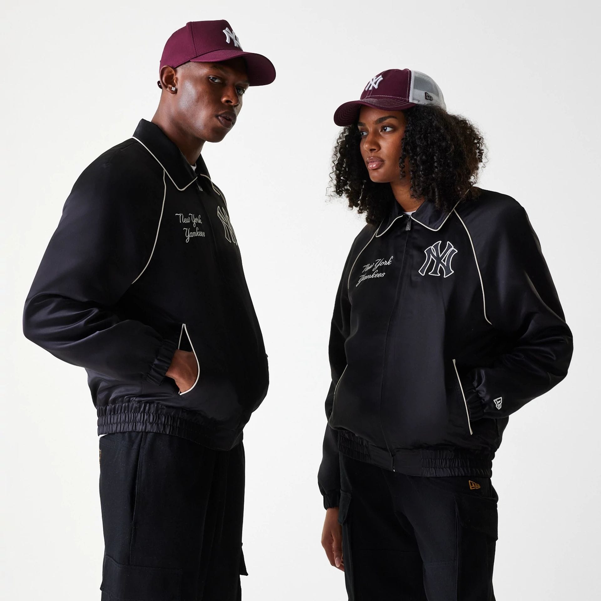 The Male model is wearing New York Yankees MLB Club Black Club Jacket 1