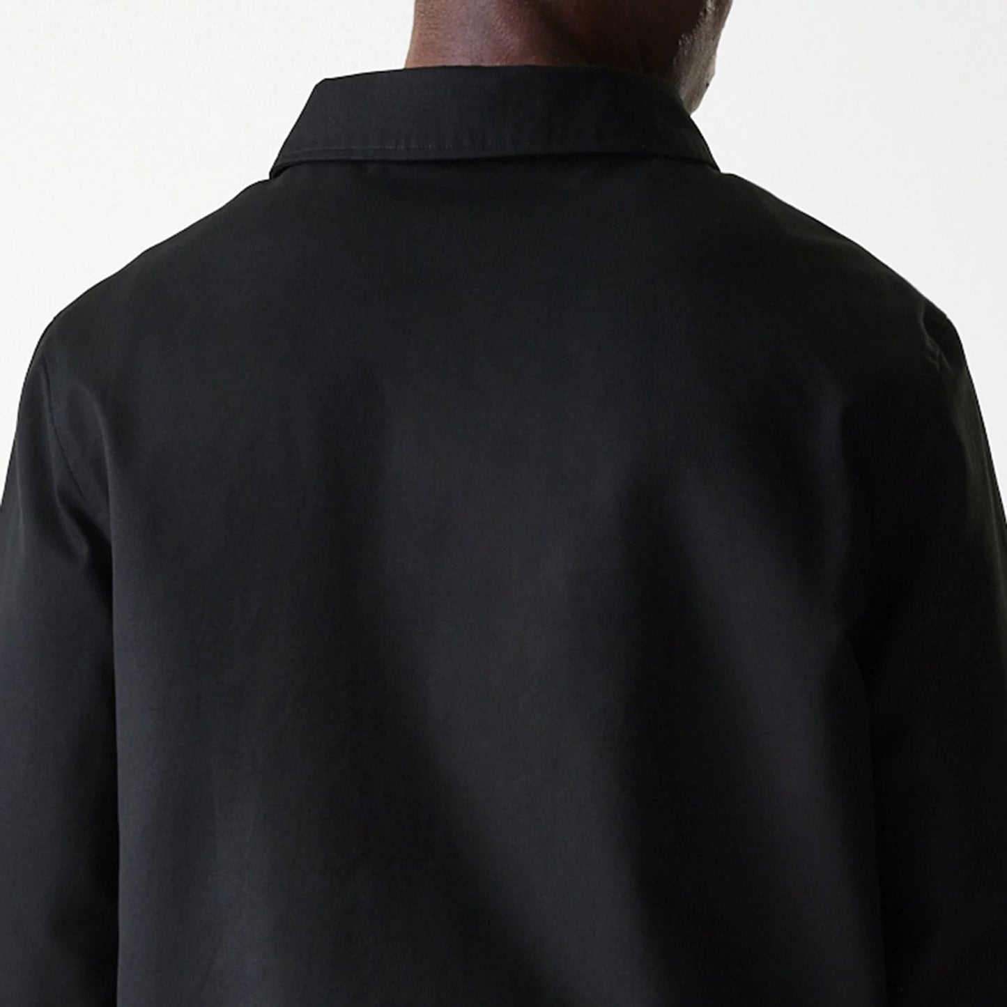 The Male model is wearing New York Yankees MLB Twill Black Coaches Jacket 7