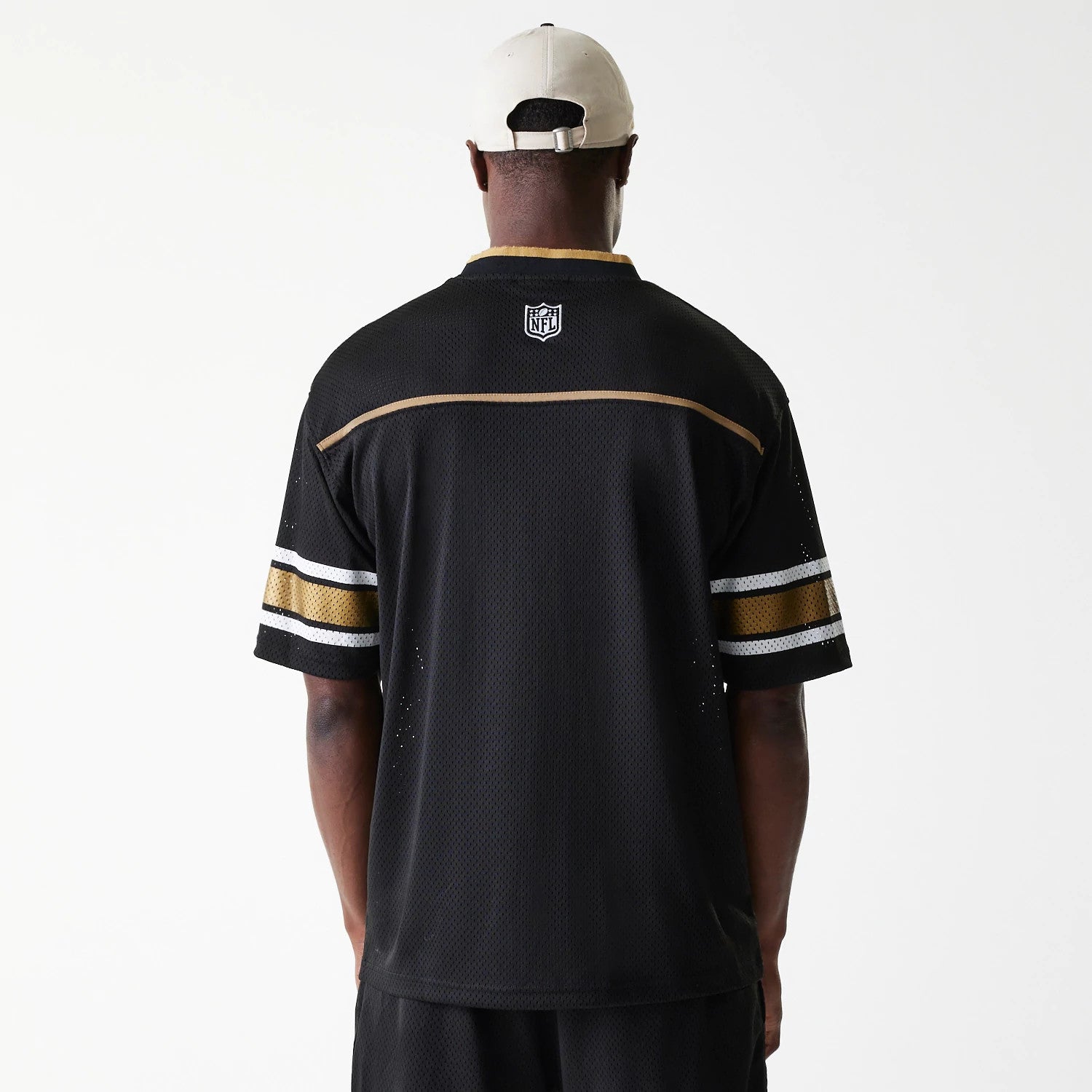 The Male model is wearing San Francisco 49ers NFL Mesh Black Jersey 2