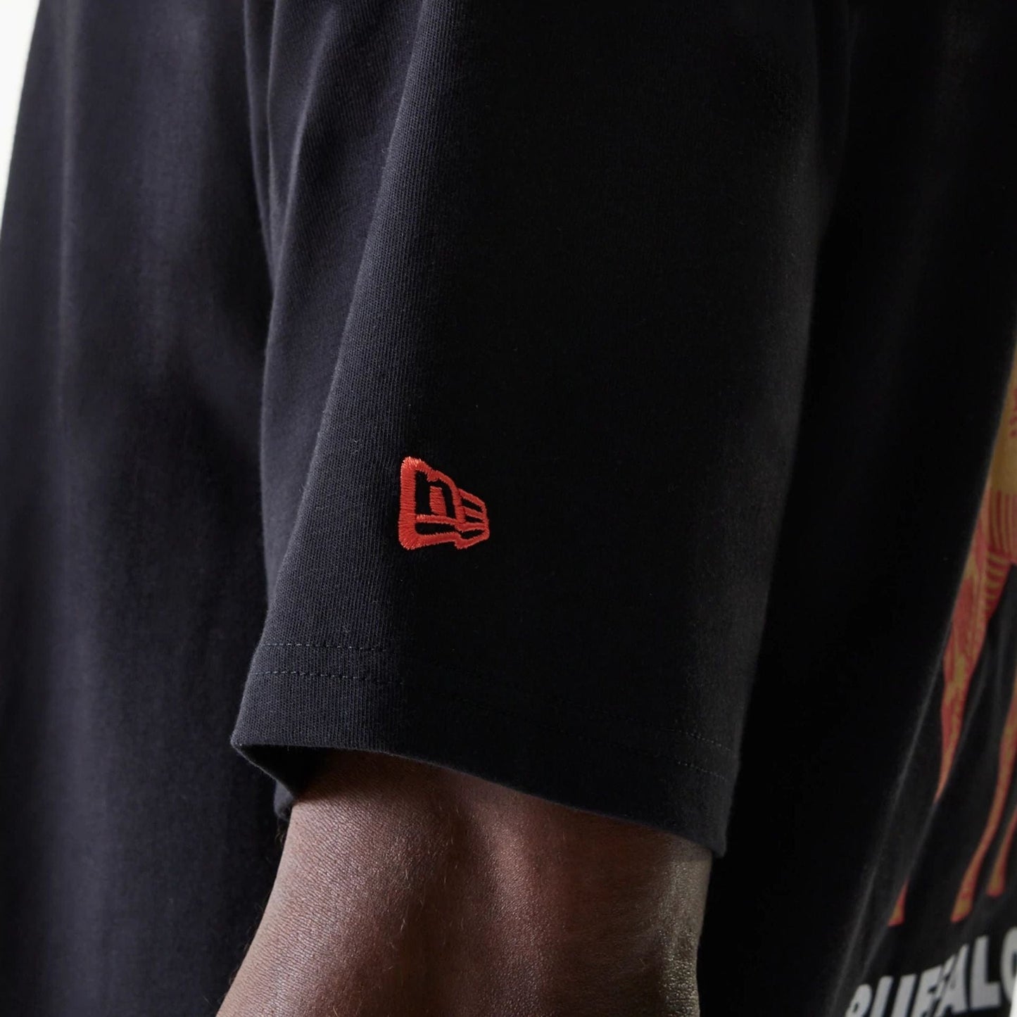 The Male model is wearing New Era Animal Graphic Black Oversized T-Shirt 7