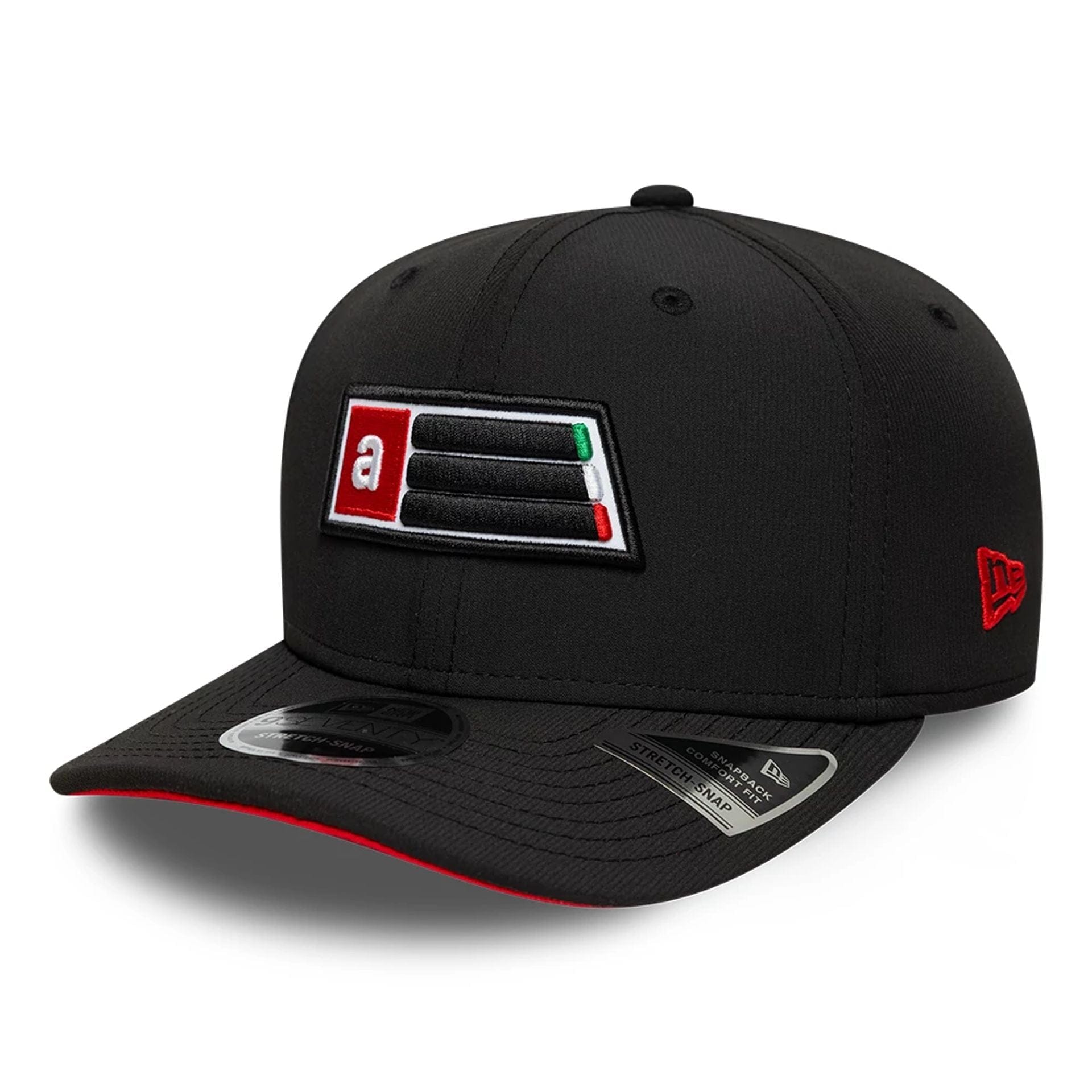 This is a Aprilia Patch Black 9SEVENTY Stretch Snap Adjustable Cap 1