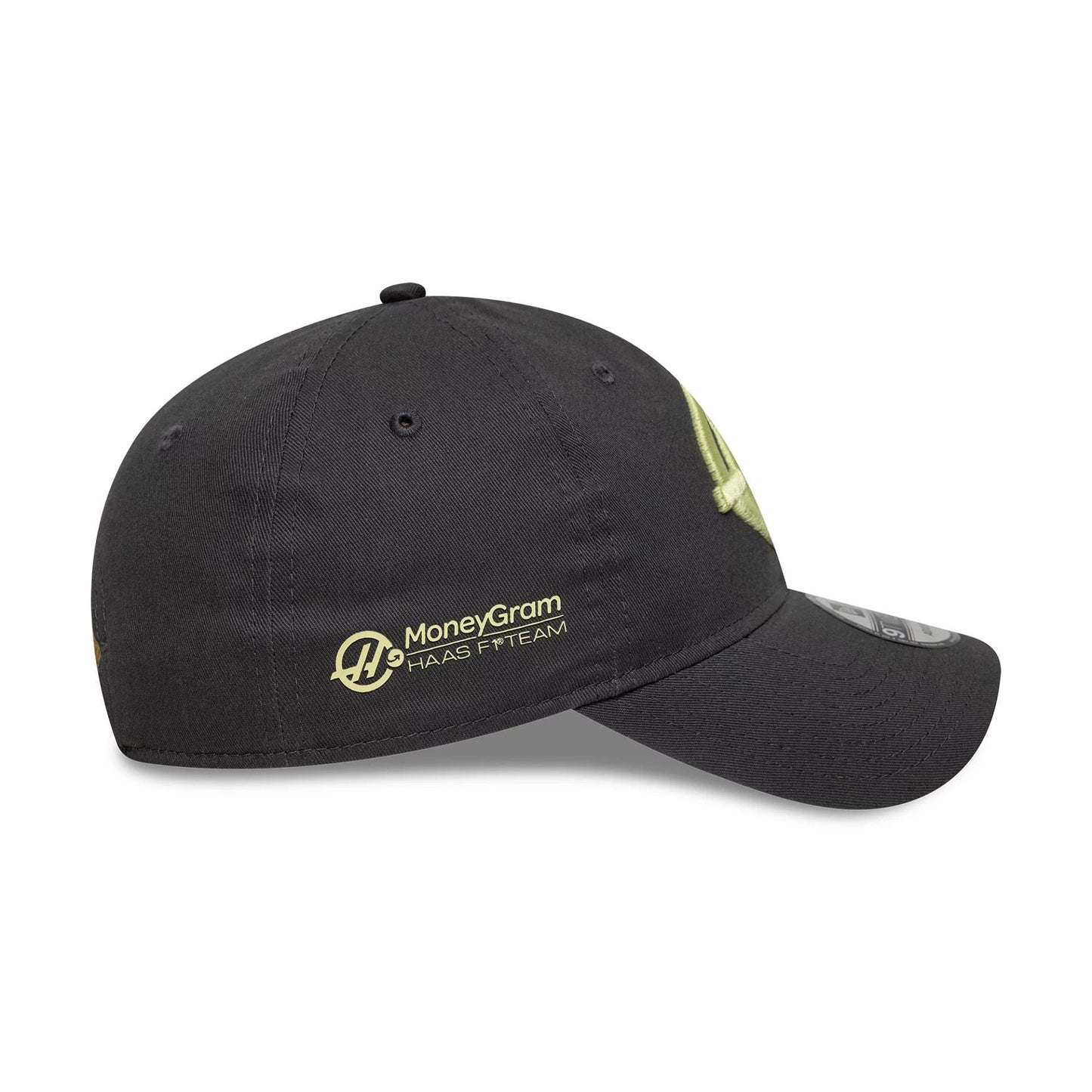 This is a MoneyGram Haas F1 Seasonal Dark Grey 9TWENTY Adjustable Cap 6