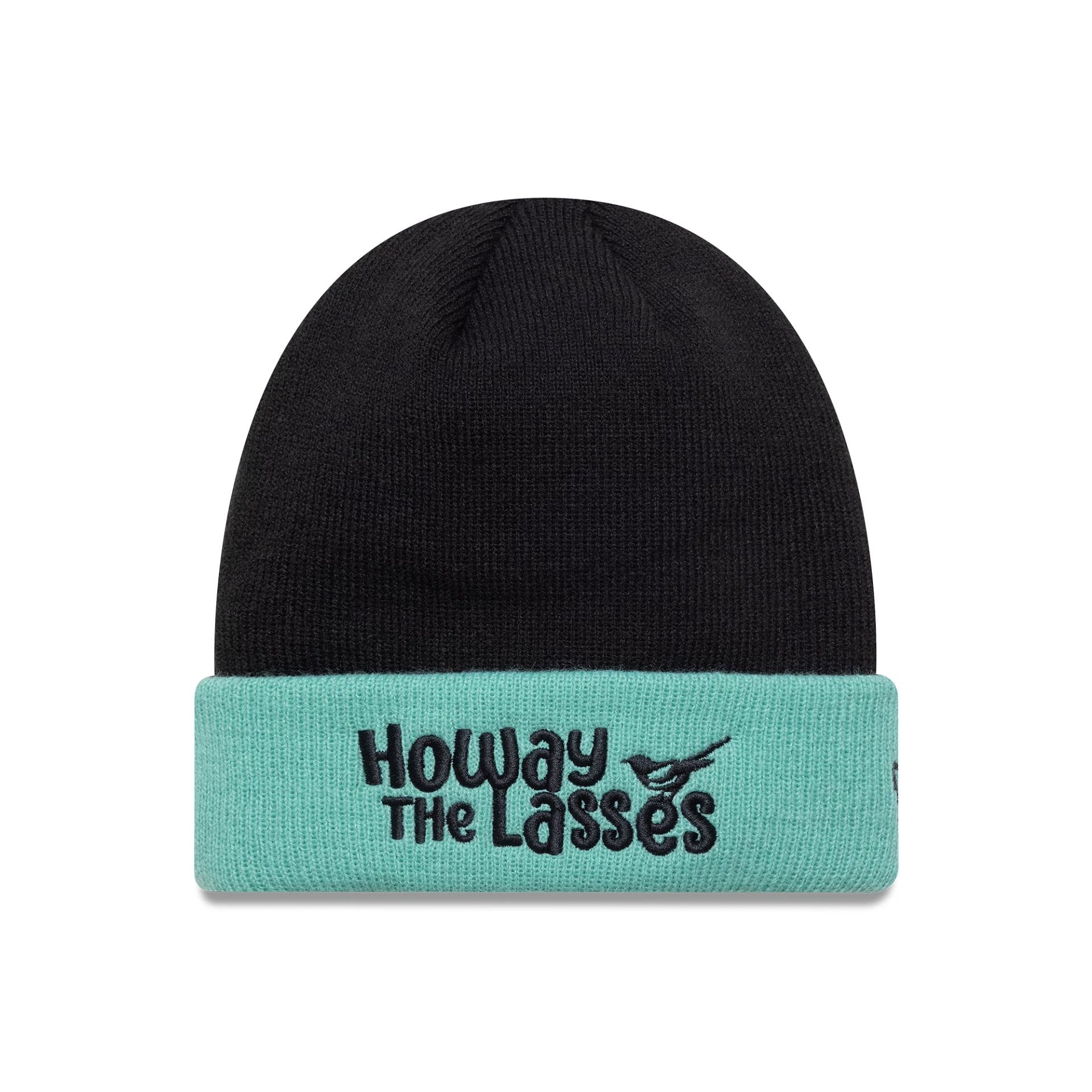This is a Newcastle United FC Youth Wordmark Black Cuff Knit Beanie Hat 1