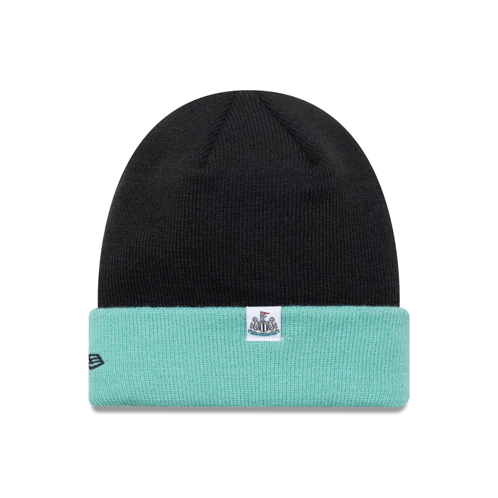 This is a Newcastle United FC Youth Lasses Script Black Cuff Knit Beanie Hat 2