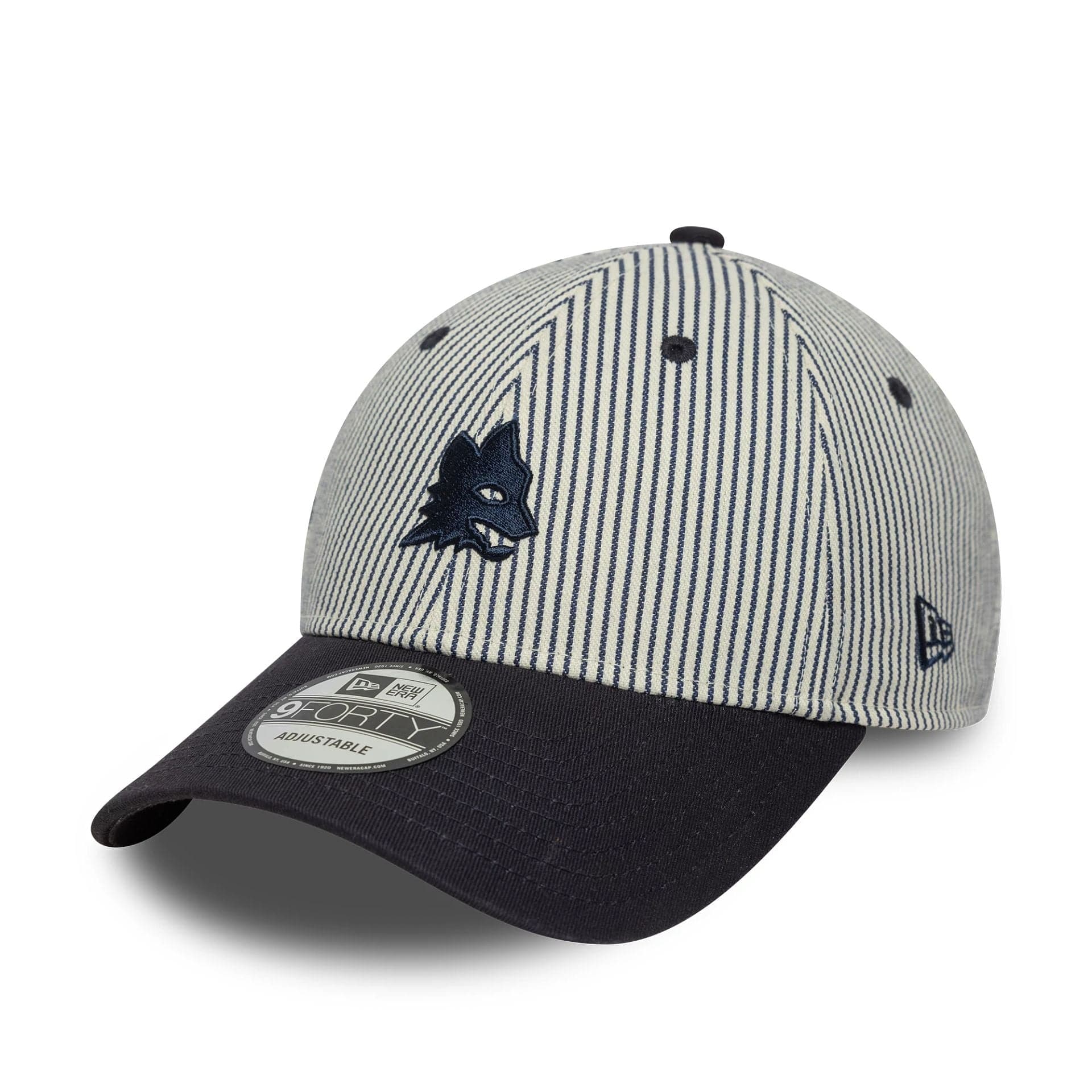 This is a AS Roma Pinstripe Navy 9FORTY Adjustable Cap 1