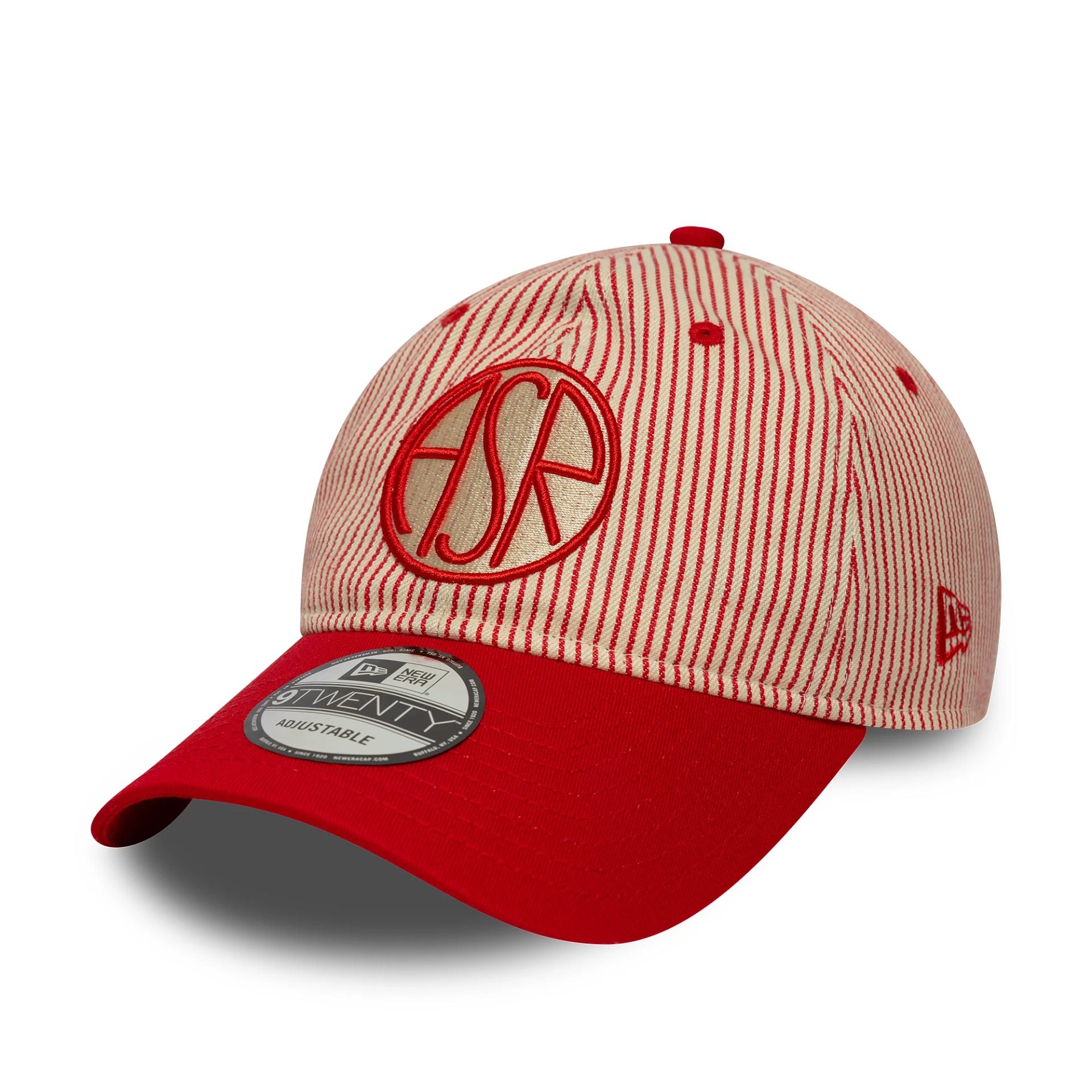 This is a AS Roma Pinstripe Red 9TWENTY Adjustable Cap 1