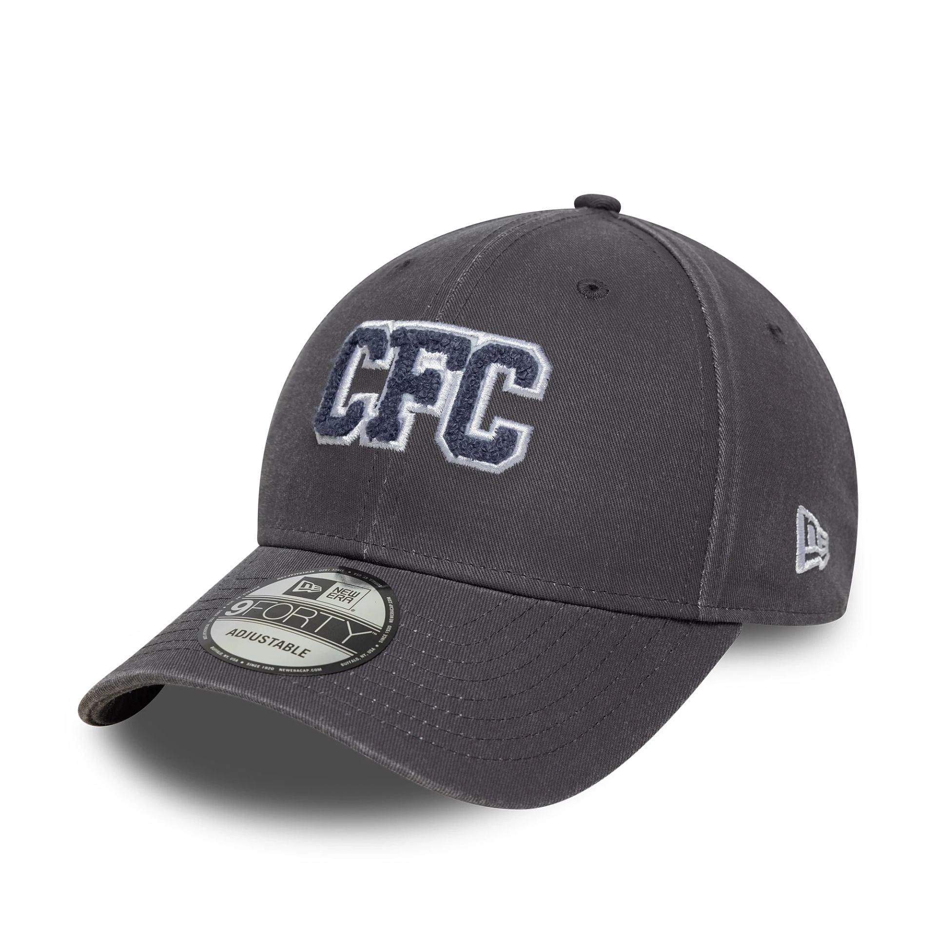 This is a Chelsea FC Lion Crest Collegiate Dark Grey 9FORTY M-Crown Adjustable Cap 1