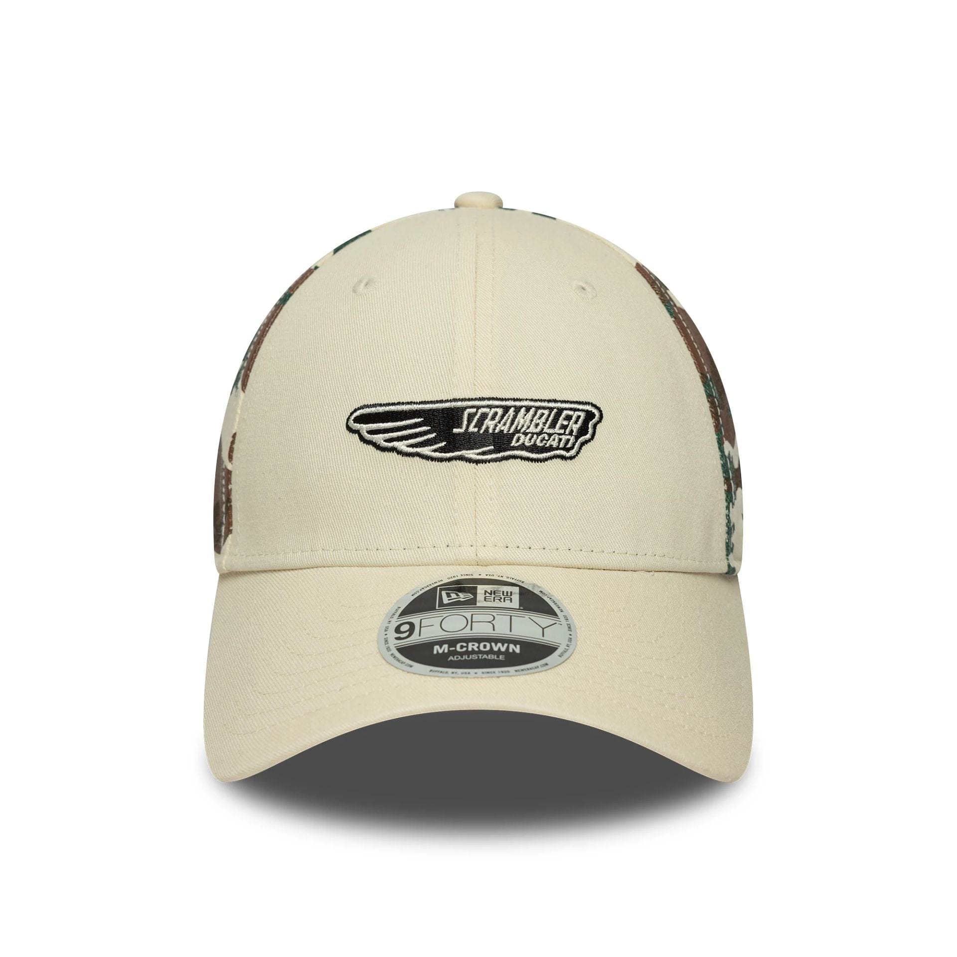This is a Ducati Motor Logo Scrambler Cream 9FORTY M-Crown Adjustable Cap 2