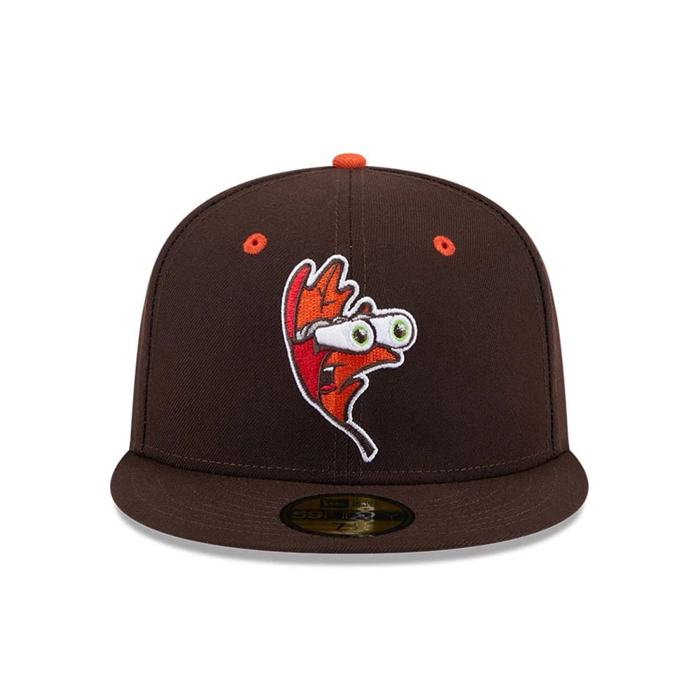 Pictured is this MiLB Theme Night Hartford Yard Goats 59FIFTY Fitted cap in dark brown. 3