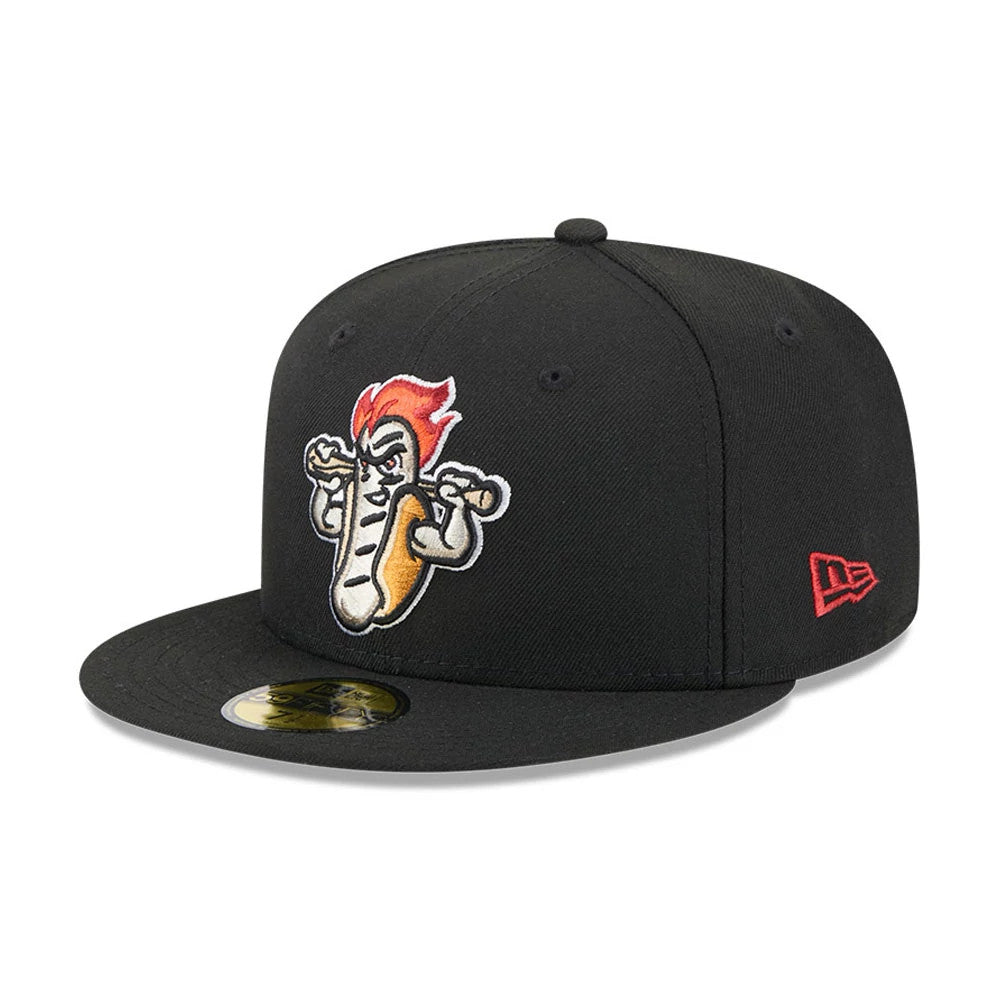 Pictured is this MiLB Theme Night Rochester Red Wings 59FIFTY Fitted cap in black. 1