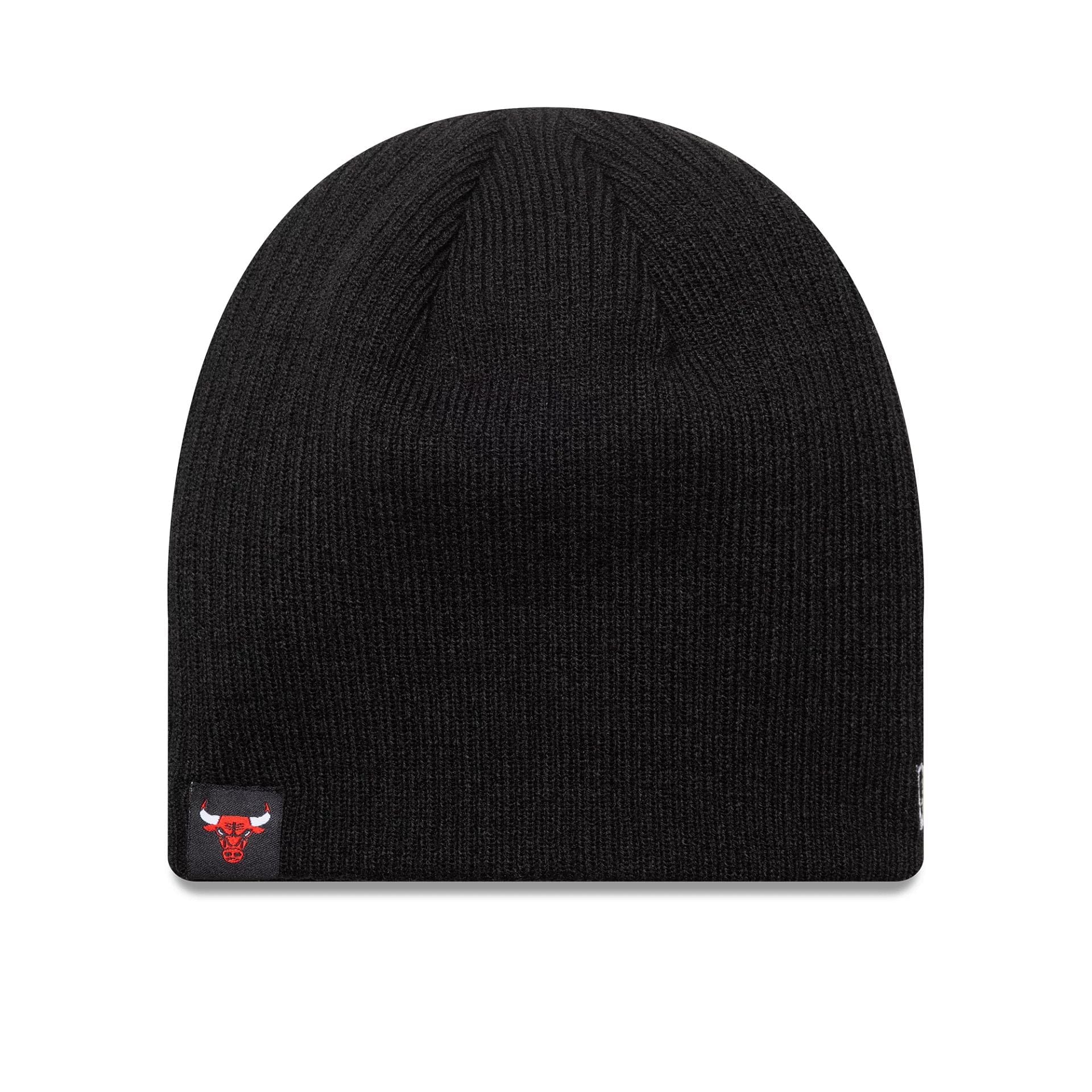 This is a Chicago Bulls NBA Essential Black Skull Knit Beanie Hat 1