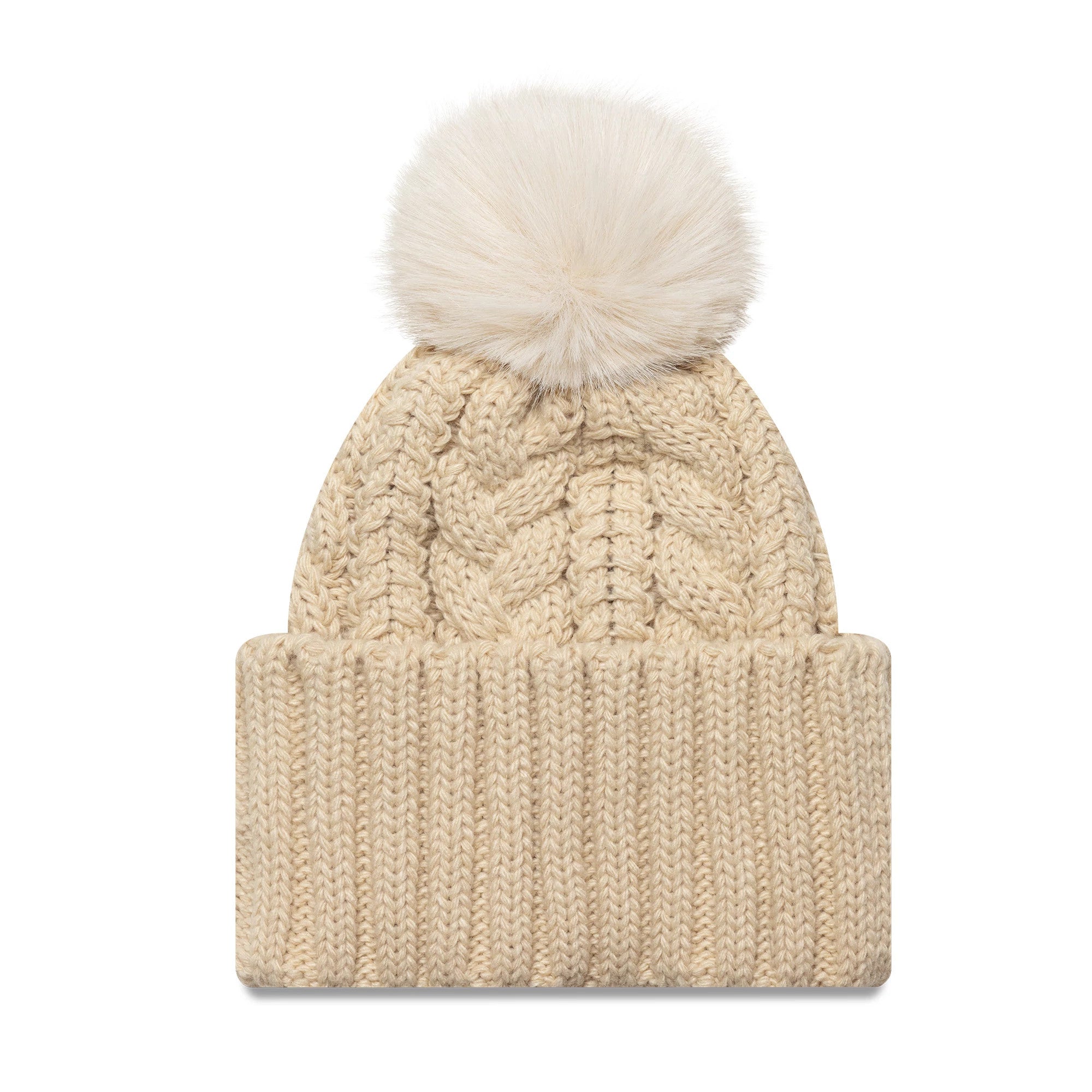 This is a New York Yankees Youth MLB Light Beige Cable Knit Beanie Hat 2