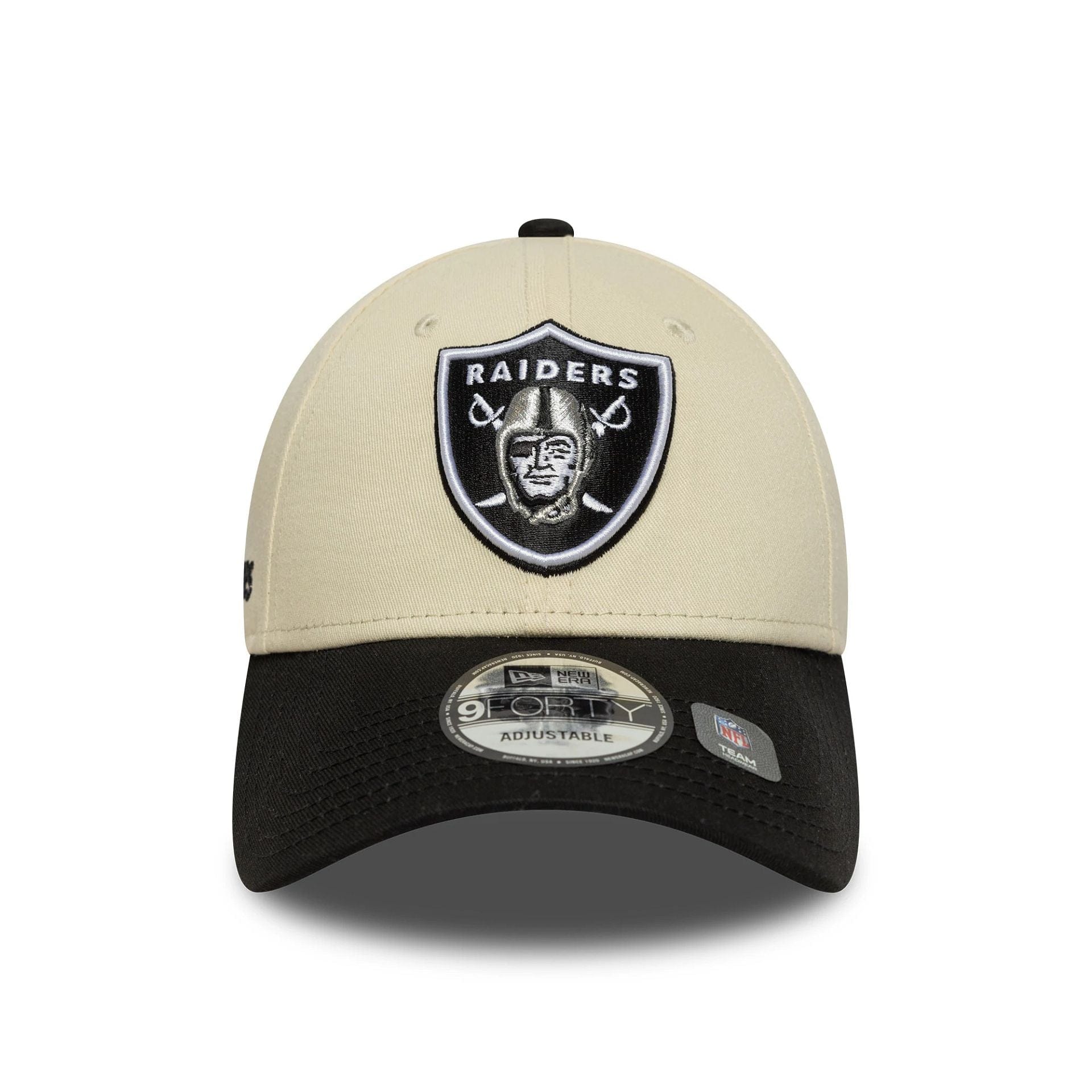 This is a Las Vegas Raiders NFL Wordmark Cream 9FORTY Adjustable Cap 2