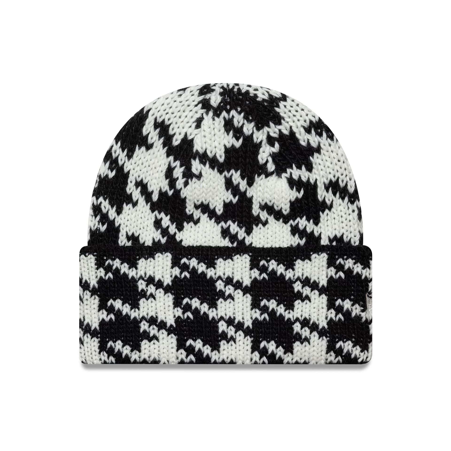 This is a New Era Houdstooth Black Cuff Knit Beanie Hat 1