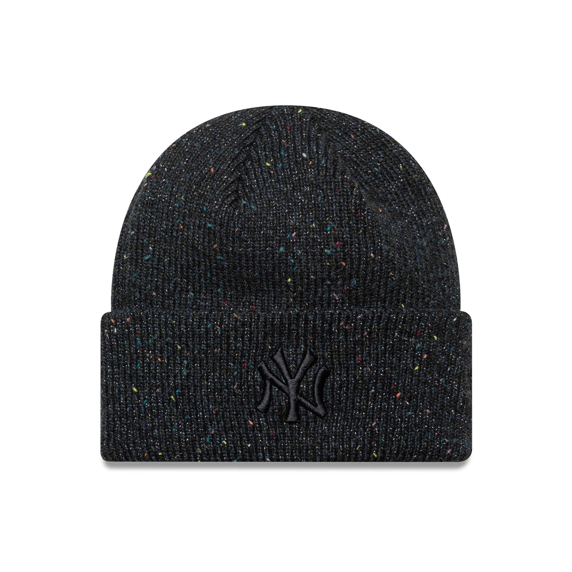 This is a New York Yankees Womens MLB Glitter Black Cuff Knit Beanie Hat 1