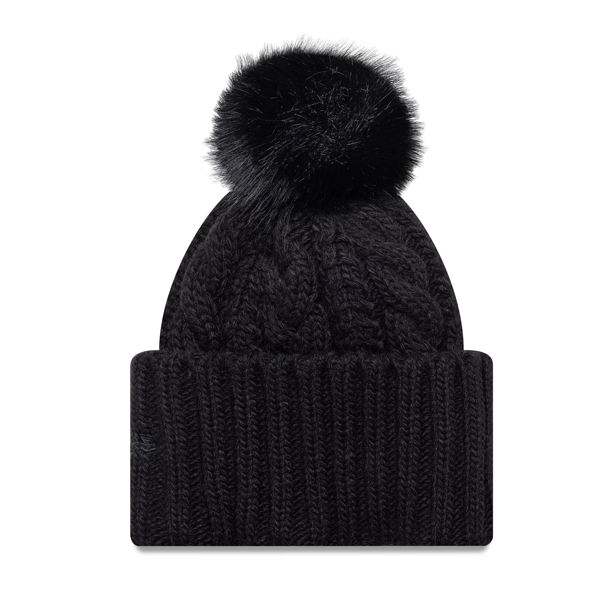 This is a New York Yankees MLB Black Cable Knit Beanie Hat 2