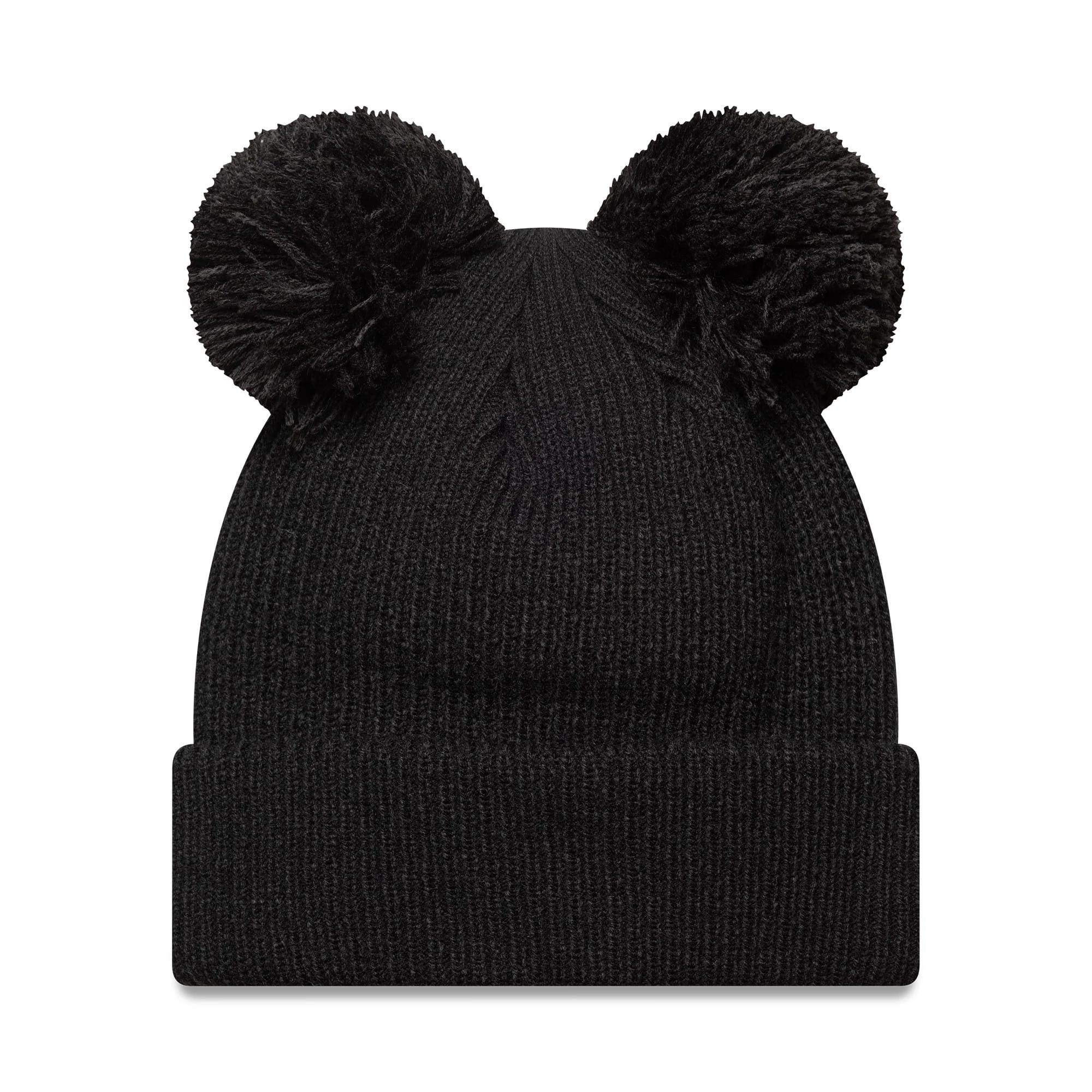 This is a New York Yankees Womens MLB Double Pom Black Cuff Knit Beanie Hat 2