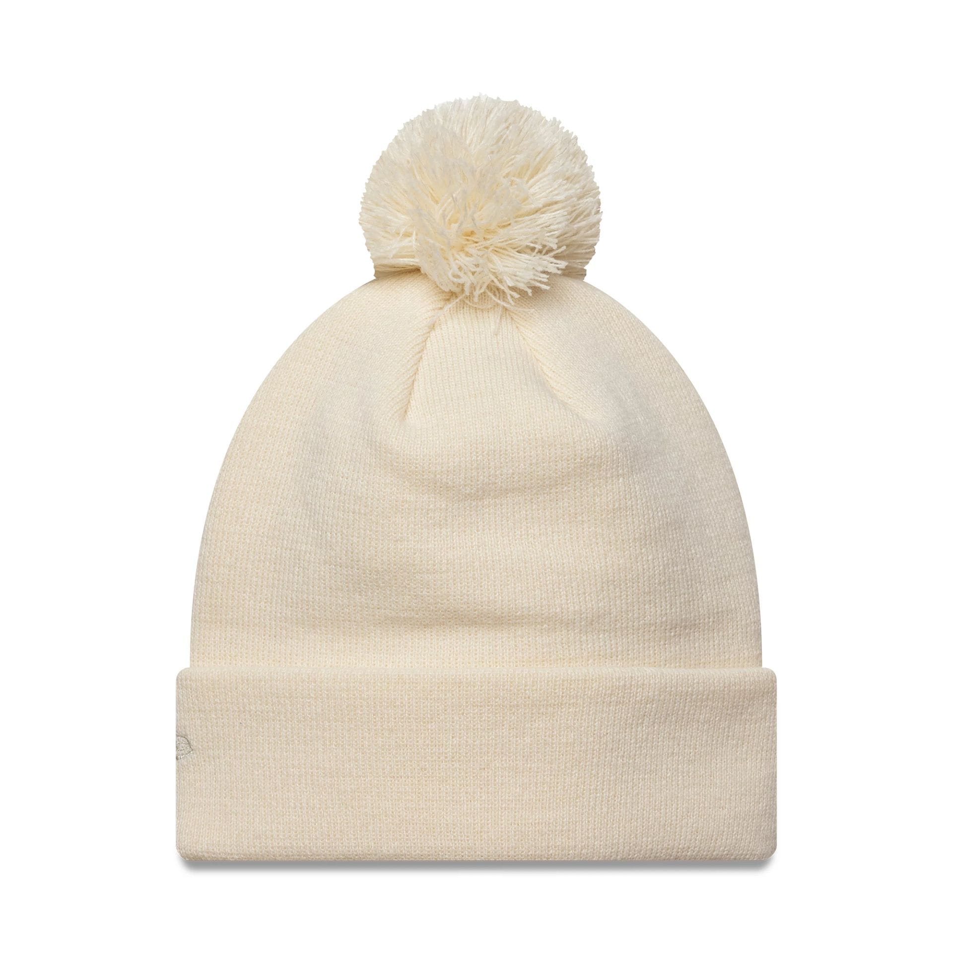 This is a New York Yankees Womens MLB Metallic Light Beige Cuff Knit Beanie Hat 2